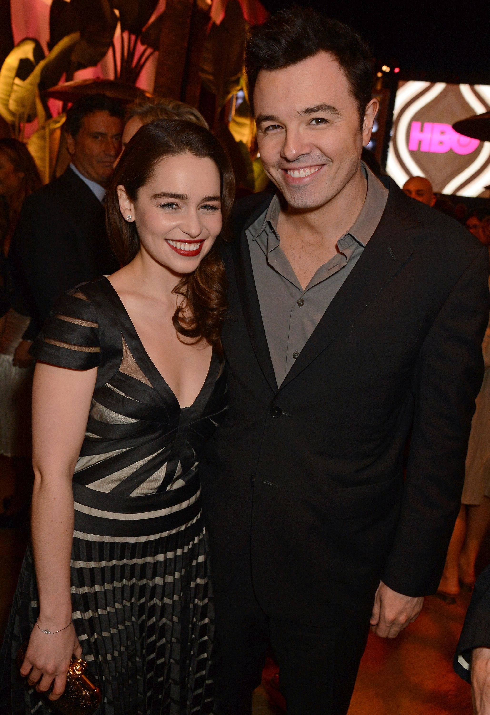 Emilia Clarke and Seth McFarlane during HBO's official Golden Globe Awards After-Party held at Circa 55 Restaurant at The Beverly Hilton Hotel on January 13, 2013 in Beverly Hills, California. | Source: Getty Images