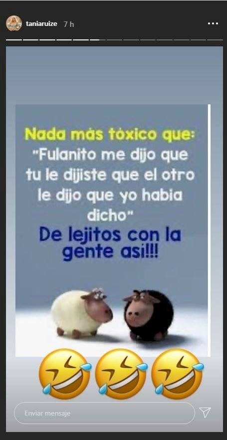 Mensaje de Tania Ruiz para desmentir los rumores de ruptura entre ella y Enrique Peña Nieto. | Foto: Historias de Instagram/taniaruize Mensaje de Tania Ruiz para desmentir los rumores de ruptura entre ella y Enrique Peña Nieto. | Foto: Historias de Instagram/taniaruize