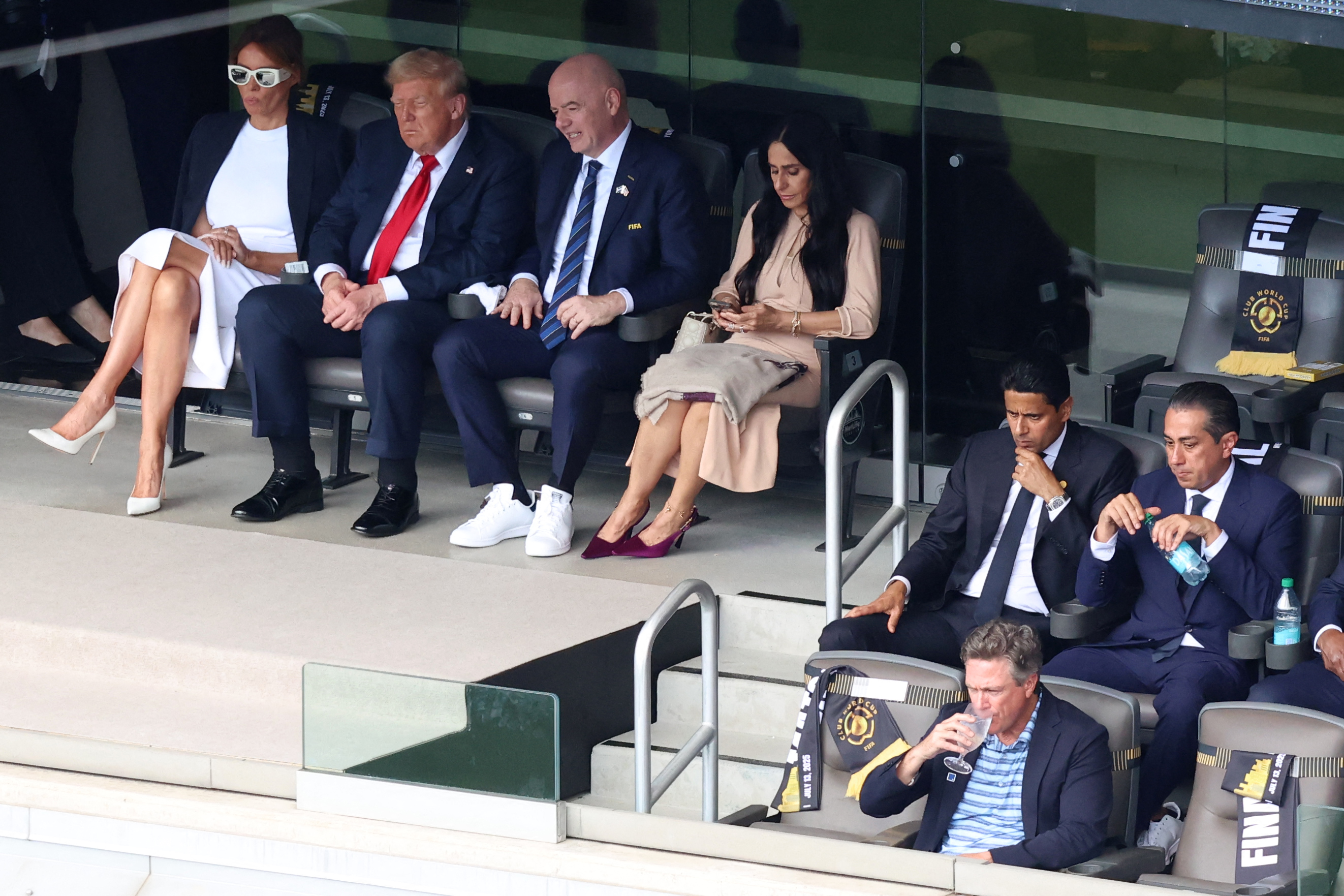 Melania and Donald Trump with Gianni Infantino and his wife Leena Al Ashqar at the FIFA Club World Cup 2025 final at the MetLife Stadium on July 13, 2025, in East Rutherford, New Jersey. | Source: Getty Images