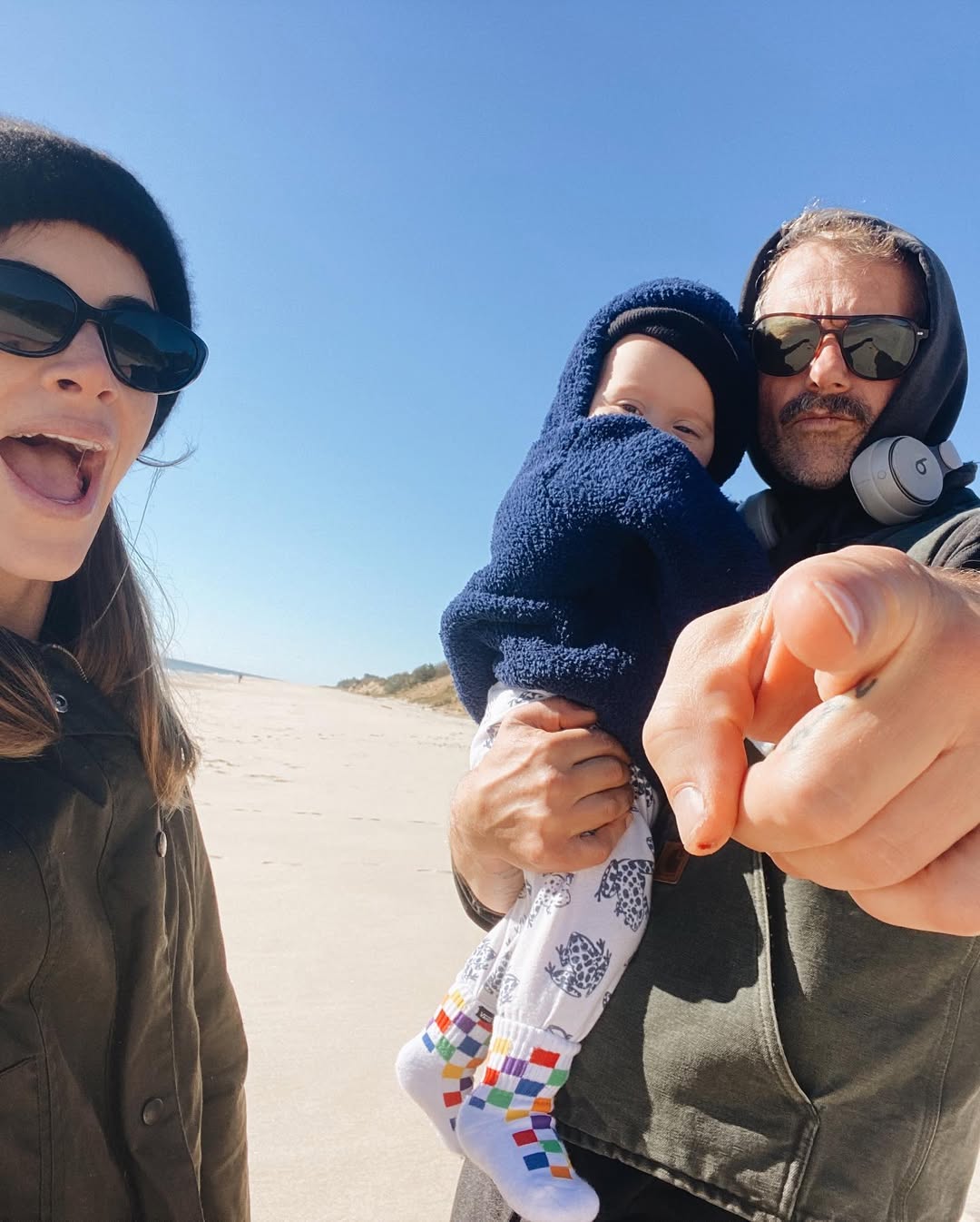 Emily Wickersham and James Badge Dale with their daughter from a post dated February 14, 2023. | Source: Instagram/emilywickersham