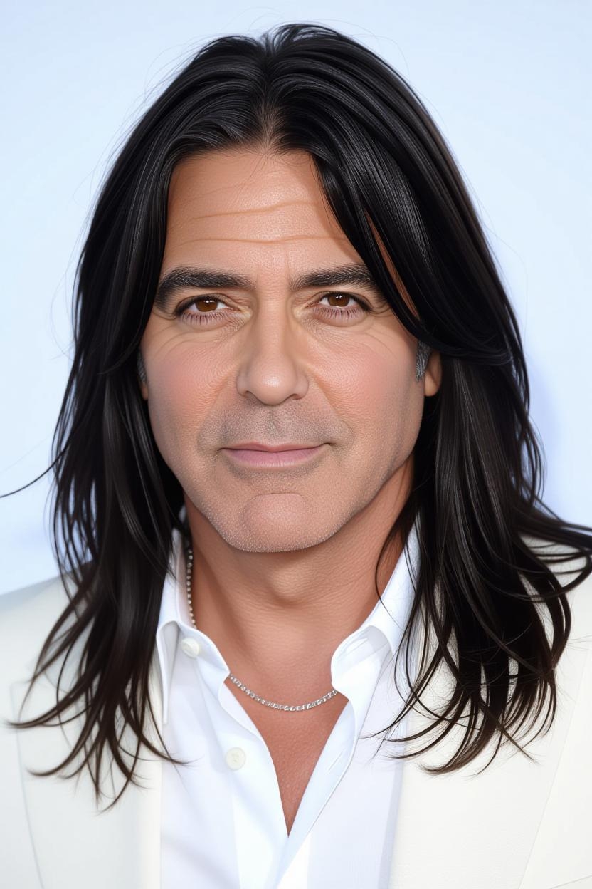 An AI-generated image of George Clooney with a different hairstyle | Source: Grok