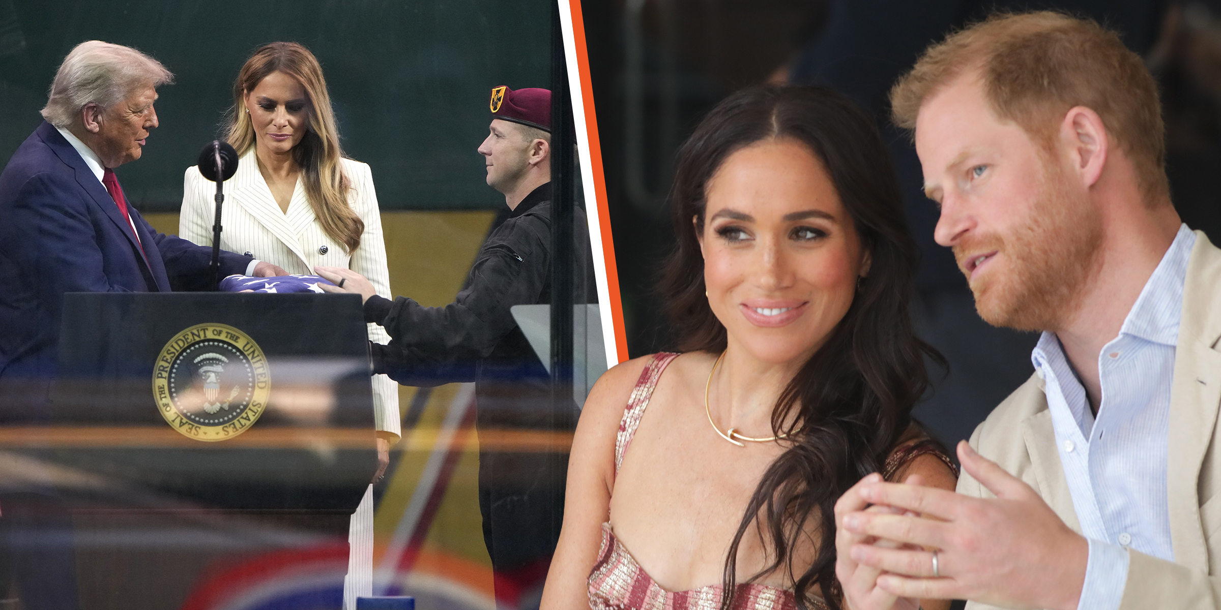 Donald and Melania Trump | Meghan Markle and Prince Harry | Source: Getty Images