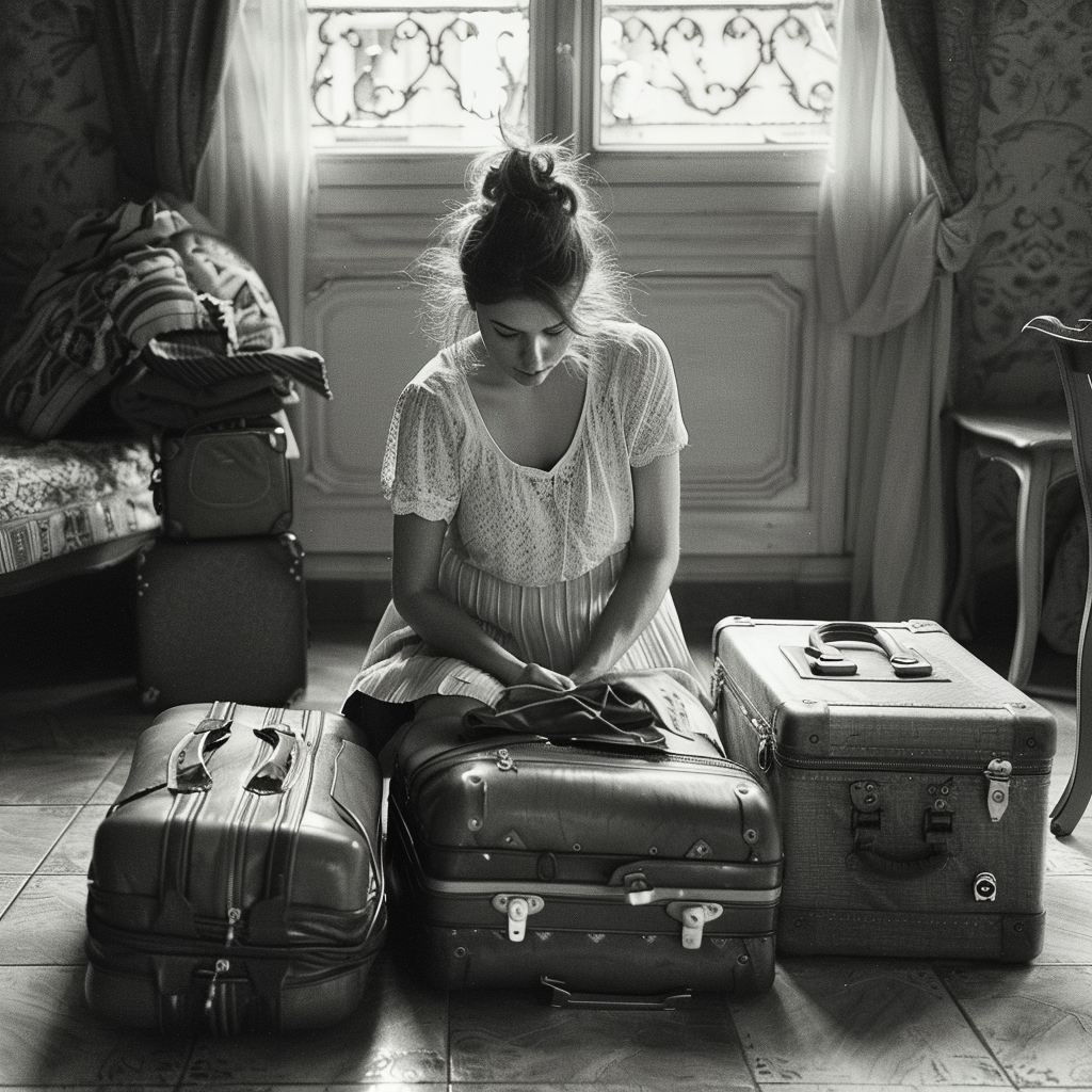 A woman packing suitcases | Source: Midjourney