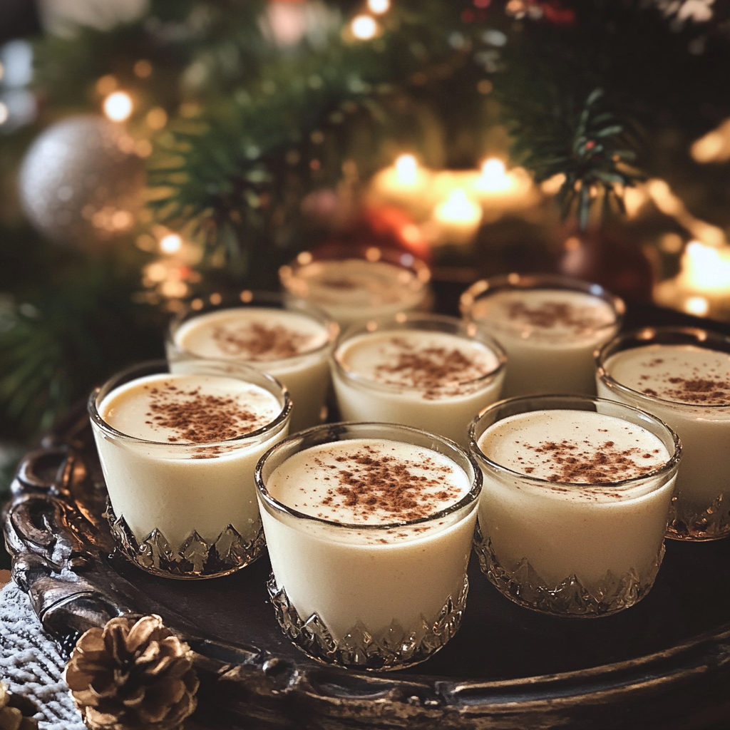 A tray of eggnog | Source: Midjourney