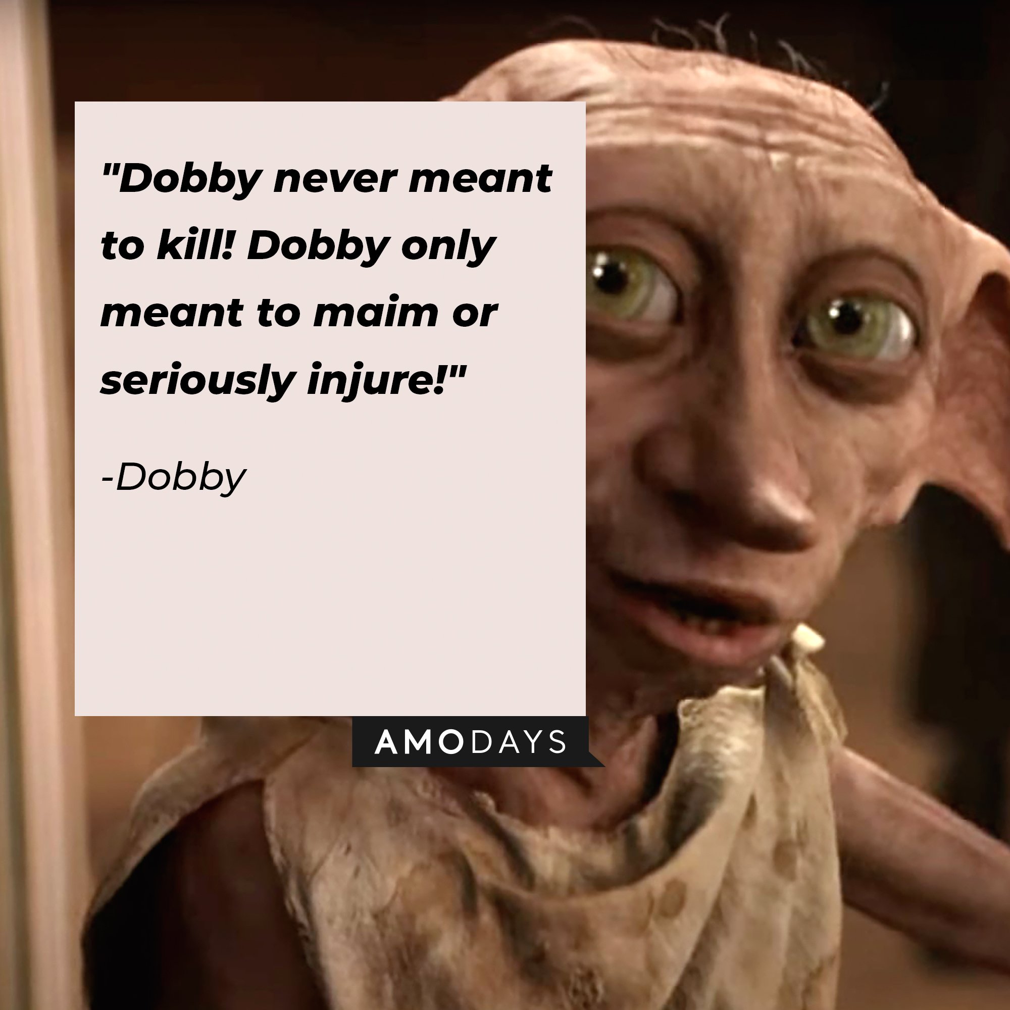 Dobby’s quote: "Dobby never meant to kill! Dobby only meant to maim or seriously injure!" | Image: AmoDays