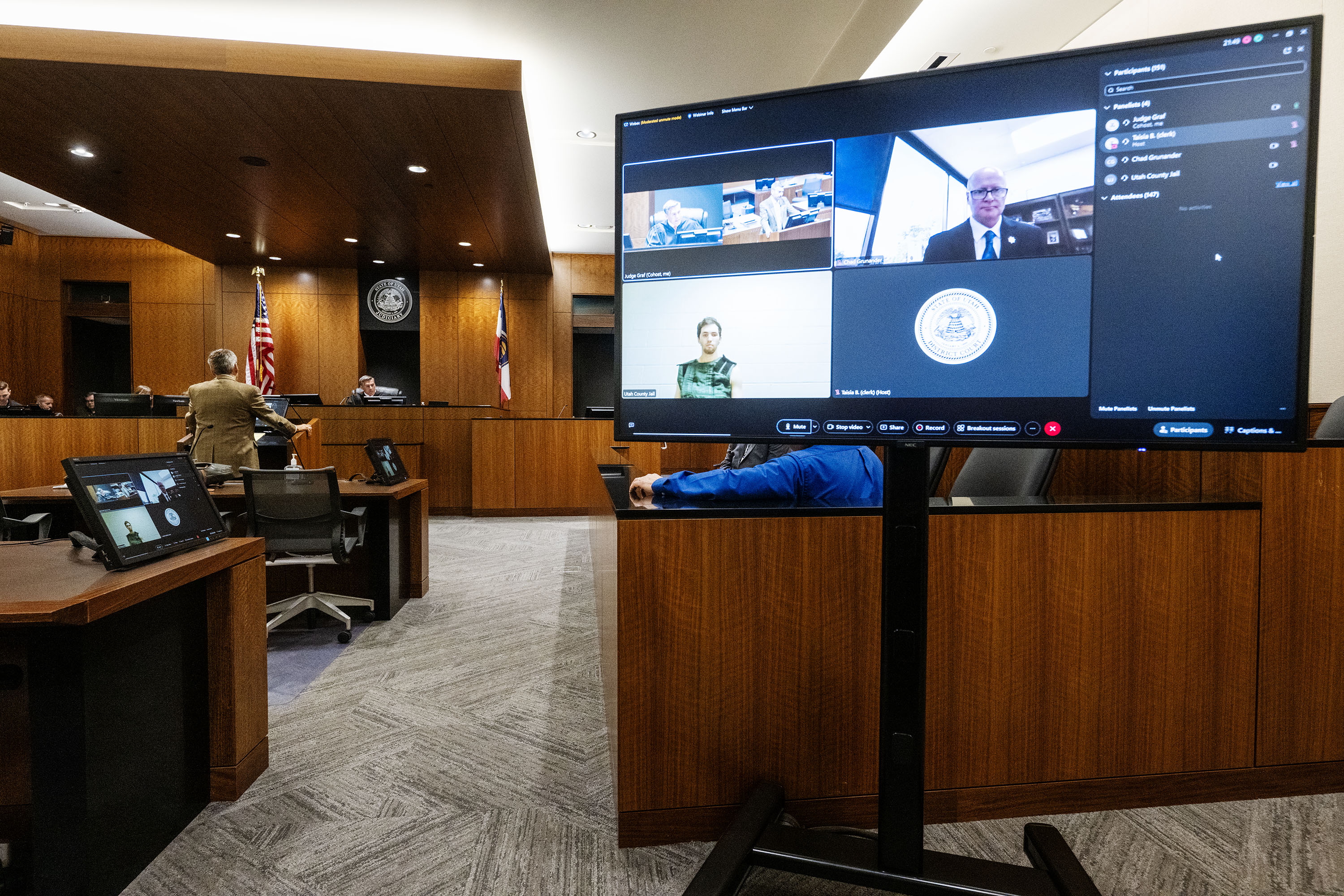 Tyler Robinson appears via video before a Utah judge during a court hearing on September 16, 2025 | Source: Getty Images