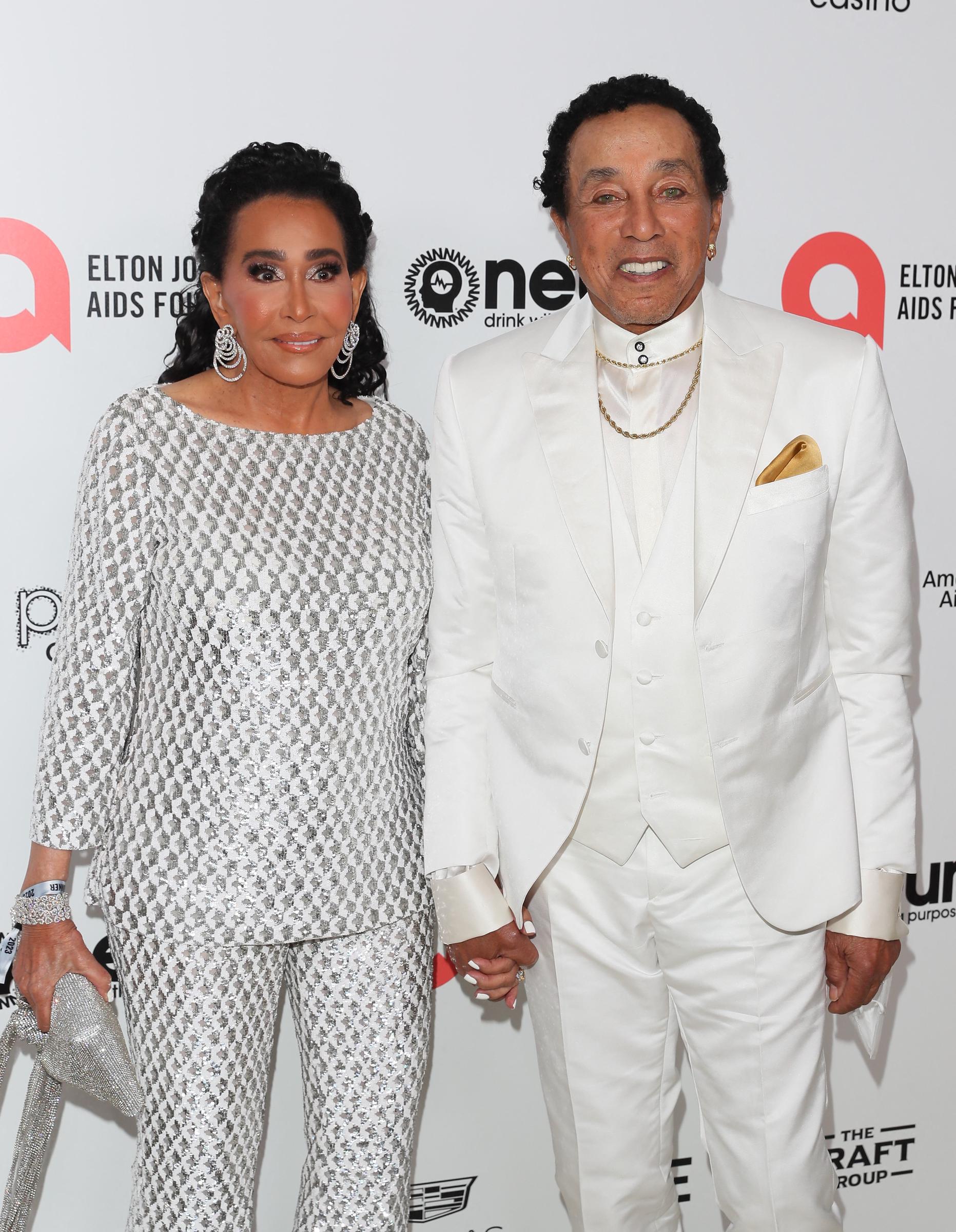 Frances and Smokey Robinson at the Elton John AIDS Foundation's 31st Annual Academy Awards Viewing Party on March 12, 2023, in West Hollywood, California. | Source: Getty Images