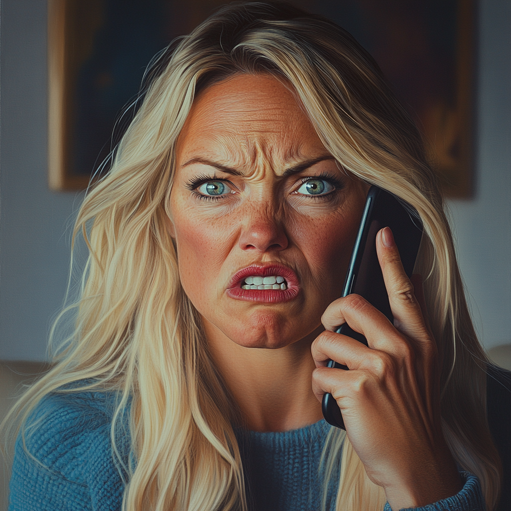 An annoyed woman talking on the phone | Source: Midjourney