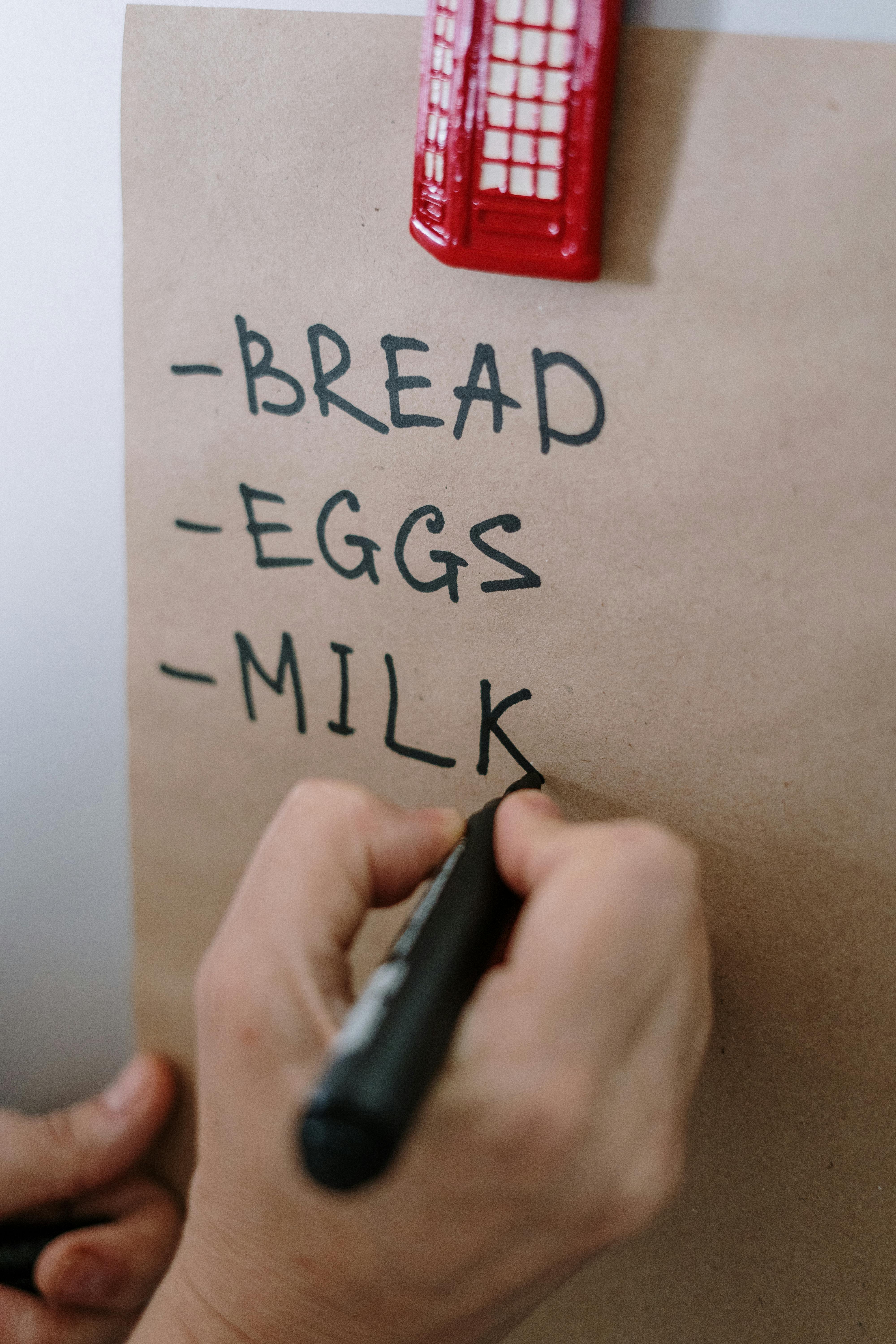 A grocery list | Source: Pexels