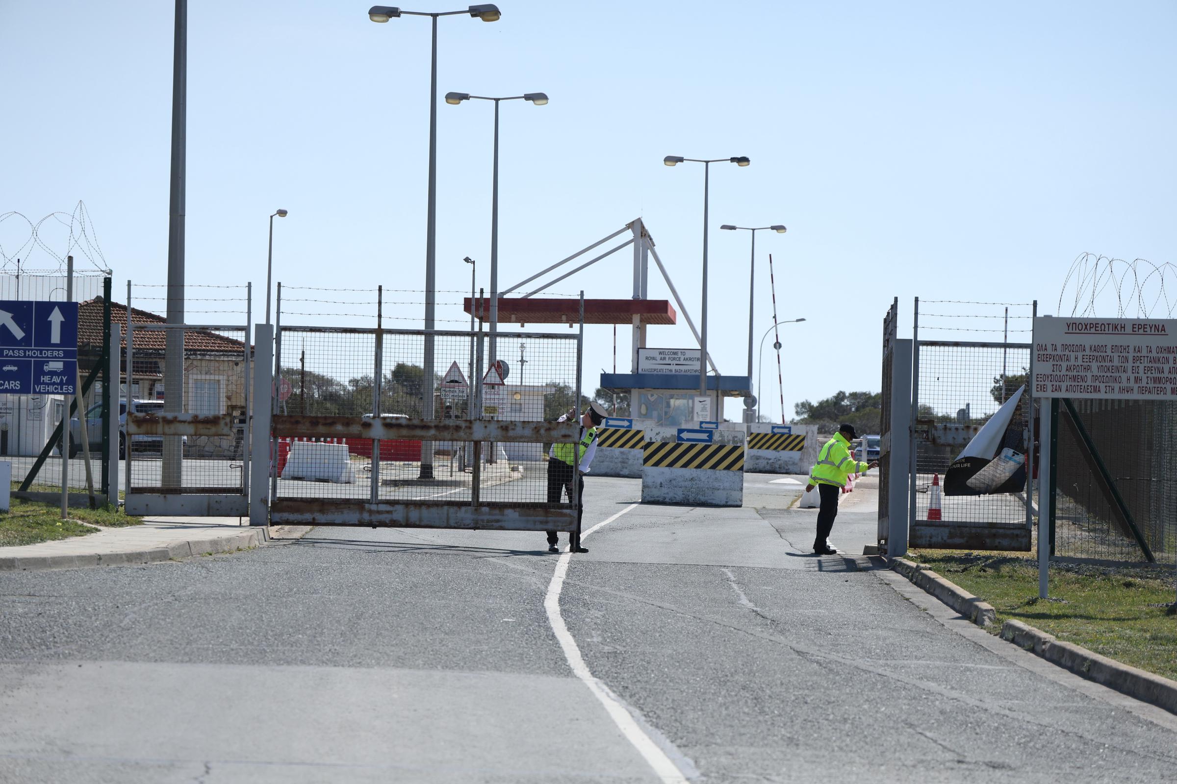 Security personnell is seen at RAF Akrotiri on 2 March 2026 in Akrotiri, Cyprus. | Source: Getty Images
