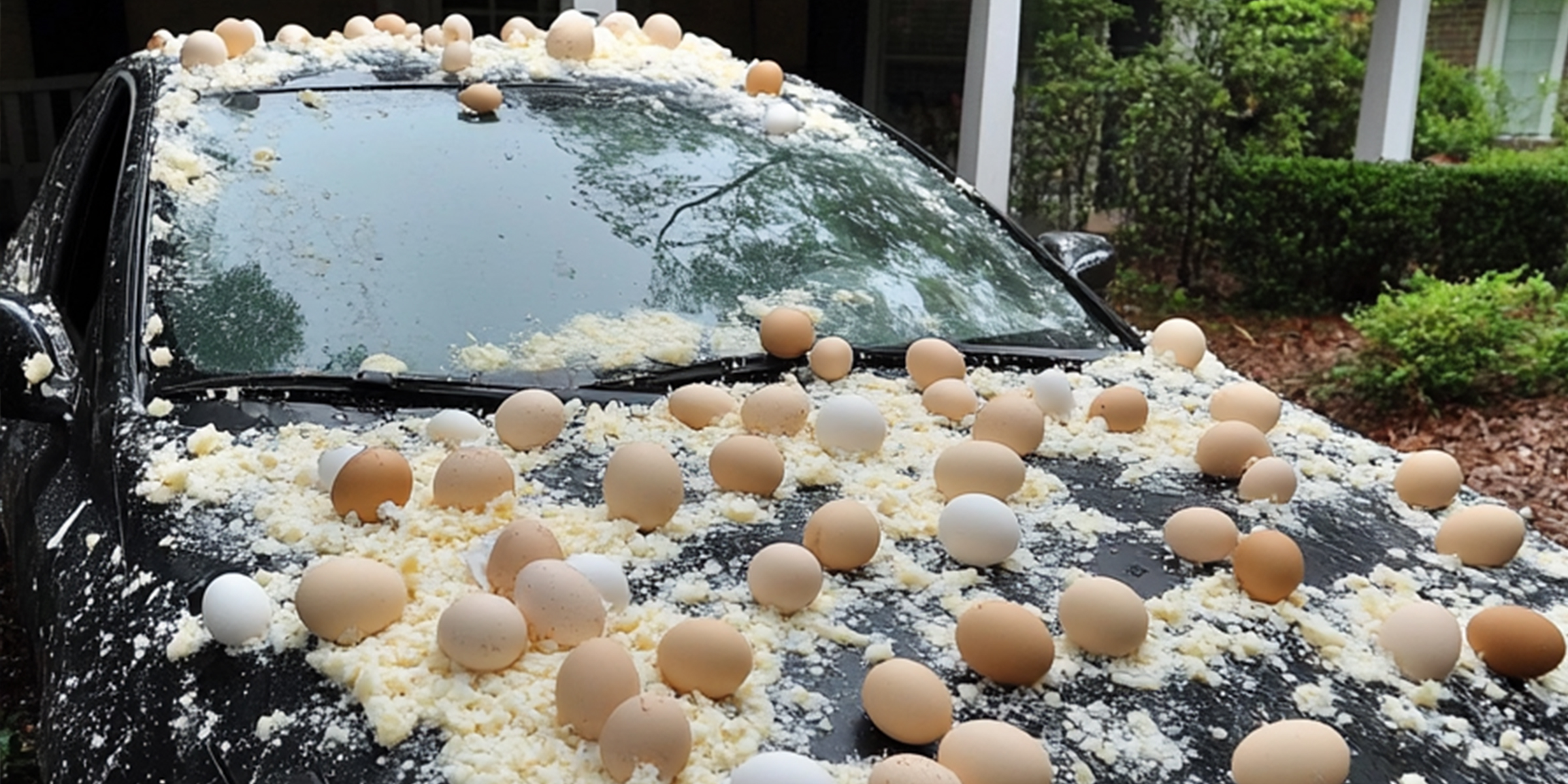 A car covered in eggs | Source: Amomama