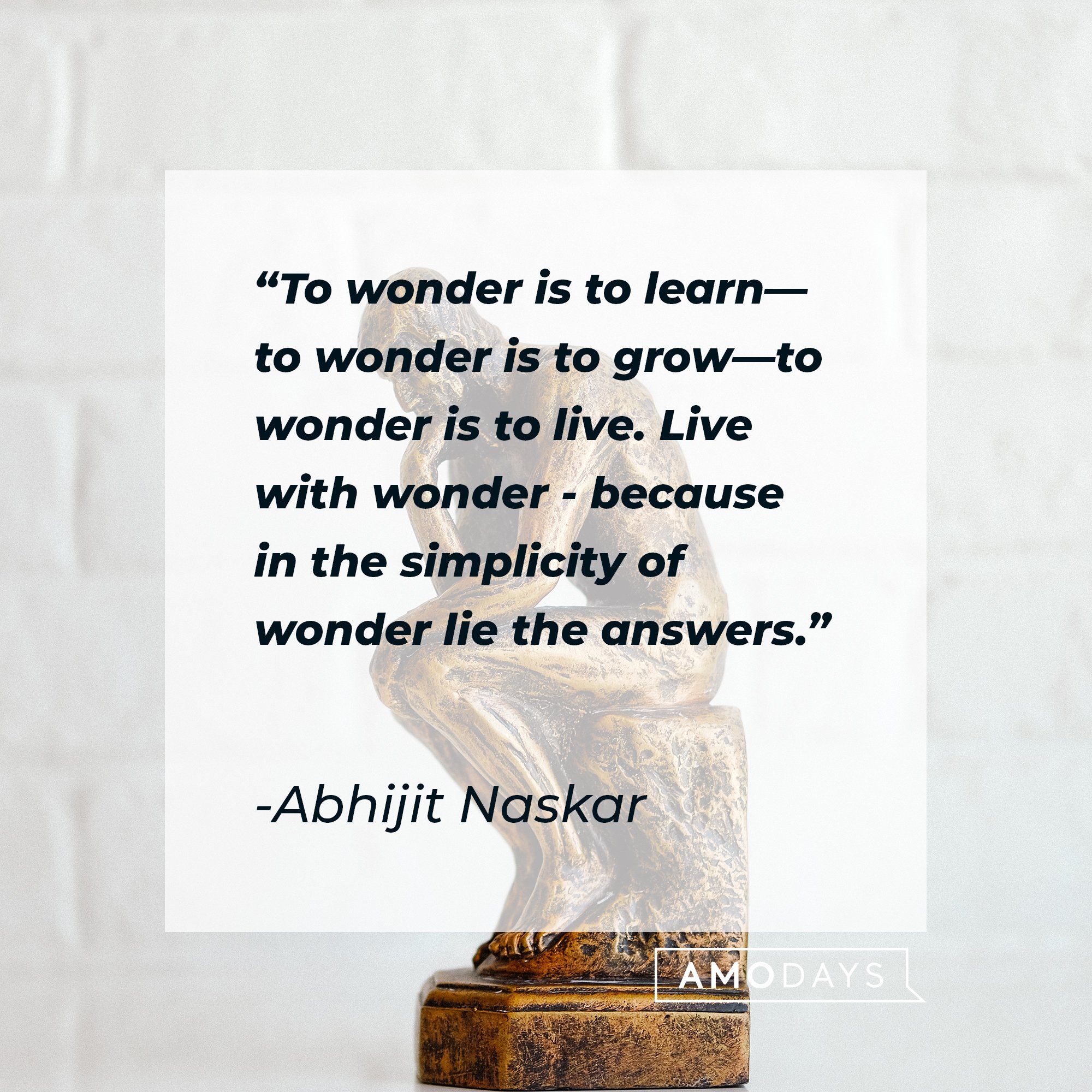  Abhijit Naskar’s quote: "To wonder is to learn - to wonder is to grow - to wonder is to live. Live with wonder - because in the simplicity of wonder lie the answers.” | Image: AmoDays