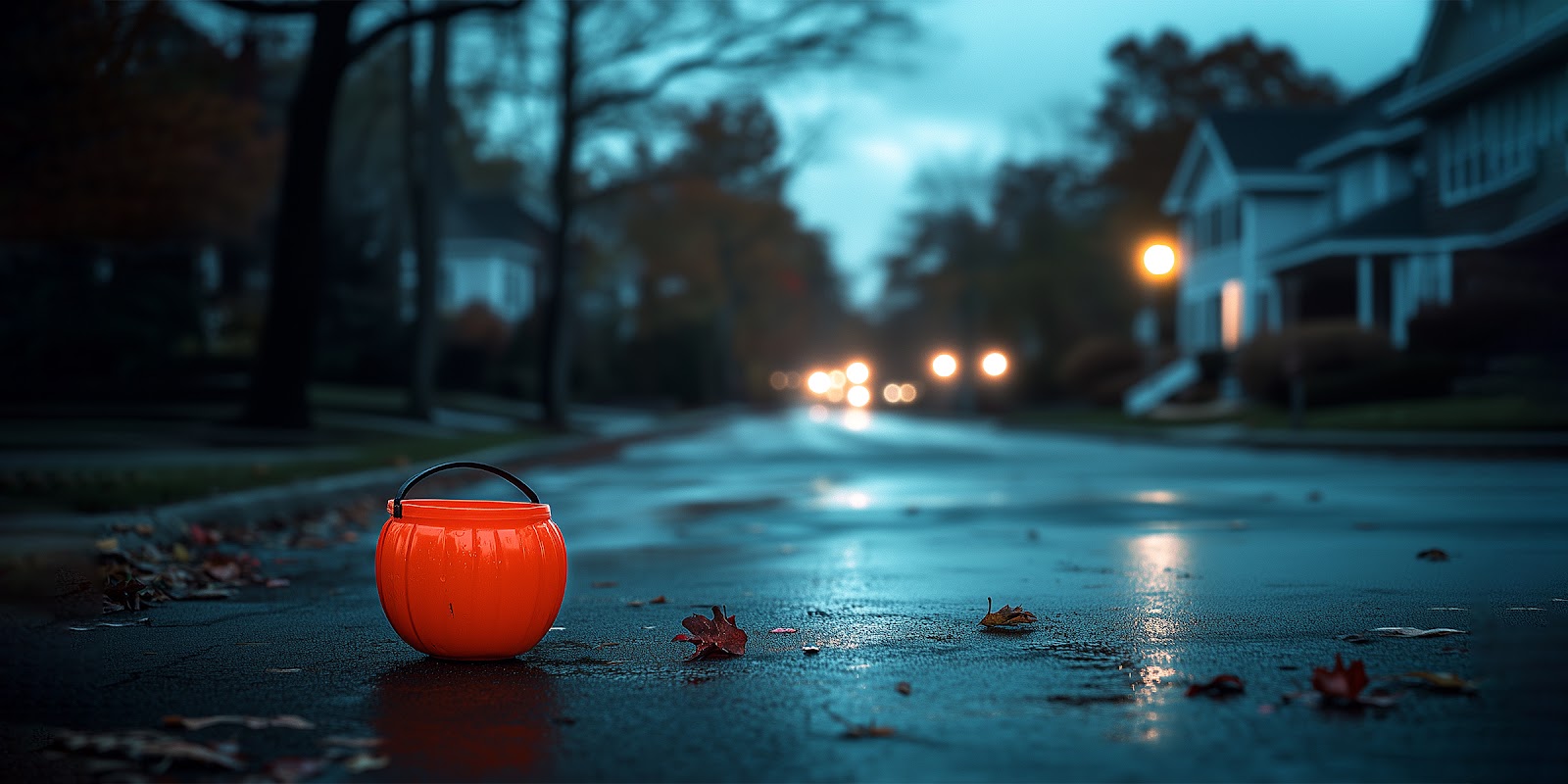 Plastic pumpkin on the road | Source: Midjourney