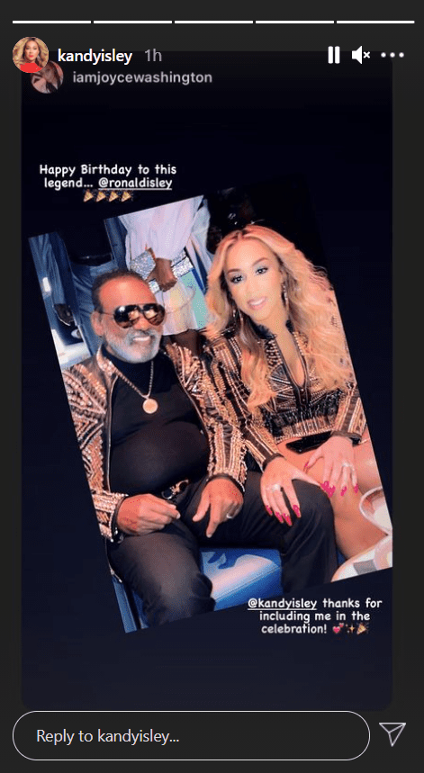  Ronald Isley and his 44-year-old wife, Kandy Isley in matching outfits as they celebrate Ron's 80th birthday party | Photo: Instagram/kandyisley
