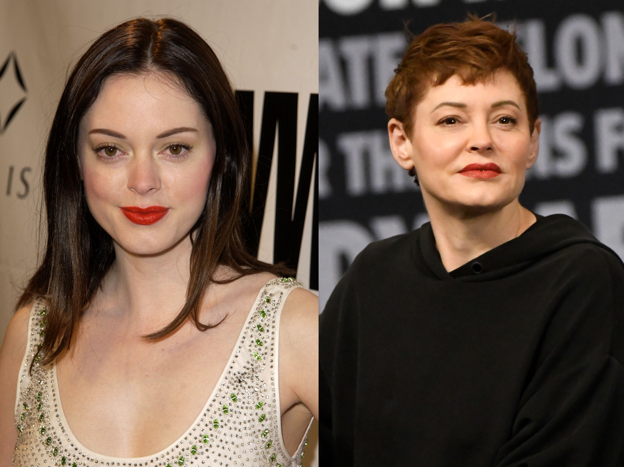 Rose McGowan in 2002 | Rose McGowan in 2024 | Source: Getty Images