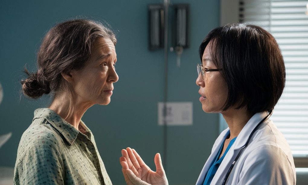 A doctor attending to a patient in her surgery | Source: Midjourney