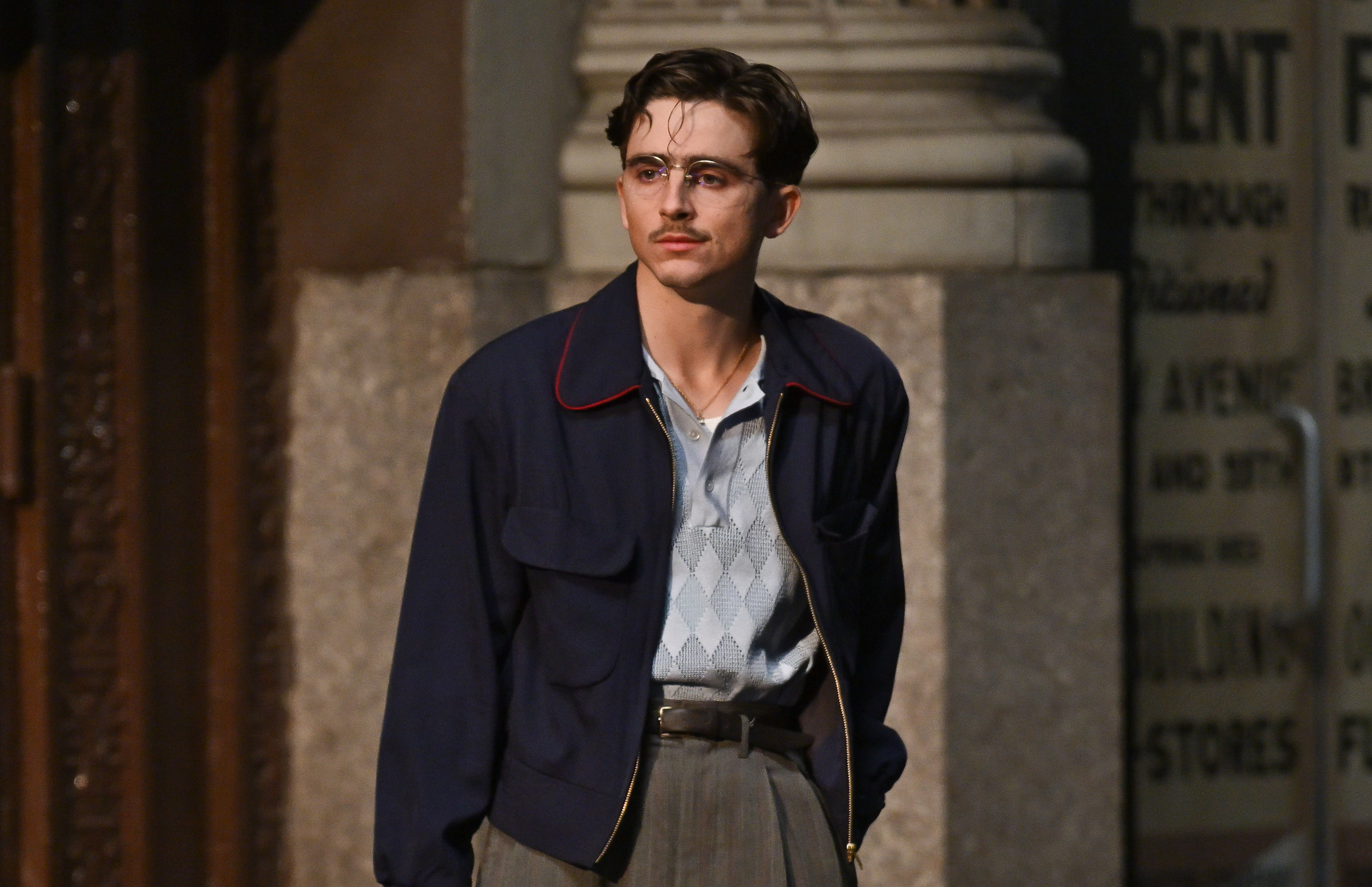 Timothée Chalamet was photographed on the set of "Marty Supreme" in Midtown Manhattan on November 2, 2024, still sporting his signature curly hair at the time.