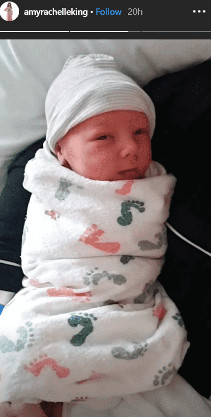 Photo of Daxton King, Amy Duggar's newborn, sticking his tongue out | Source: Instagram/@Amyrachelleking
