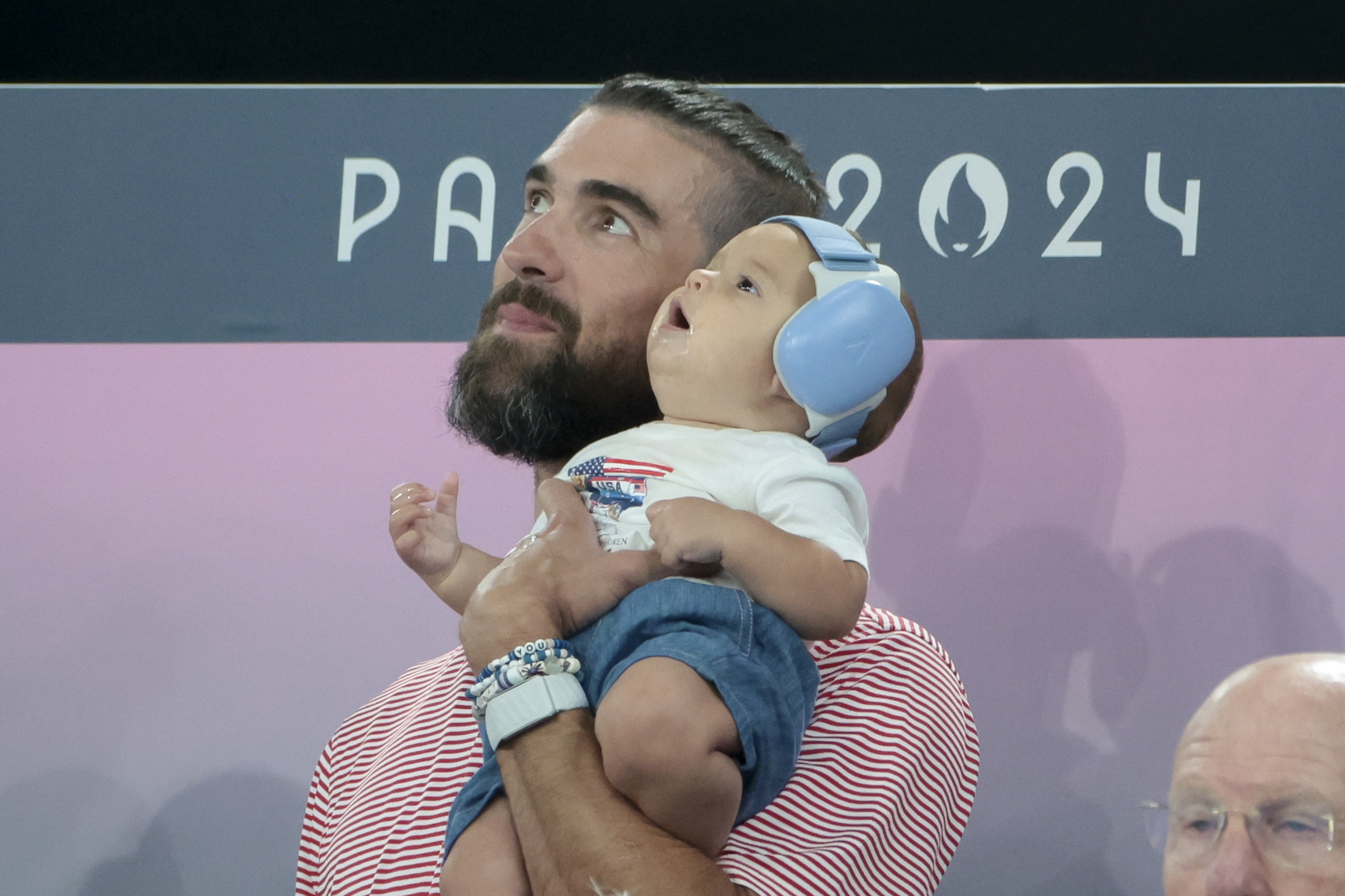 Michael and Nico Phelps at the Artistic Gymnastics Women's Team Final in Paris, France on July 30, 2024 | Source: Getty Images