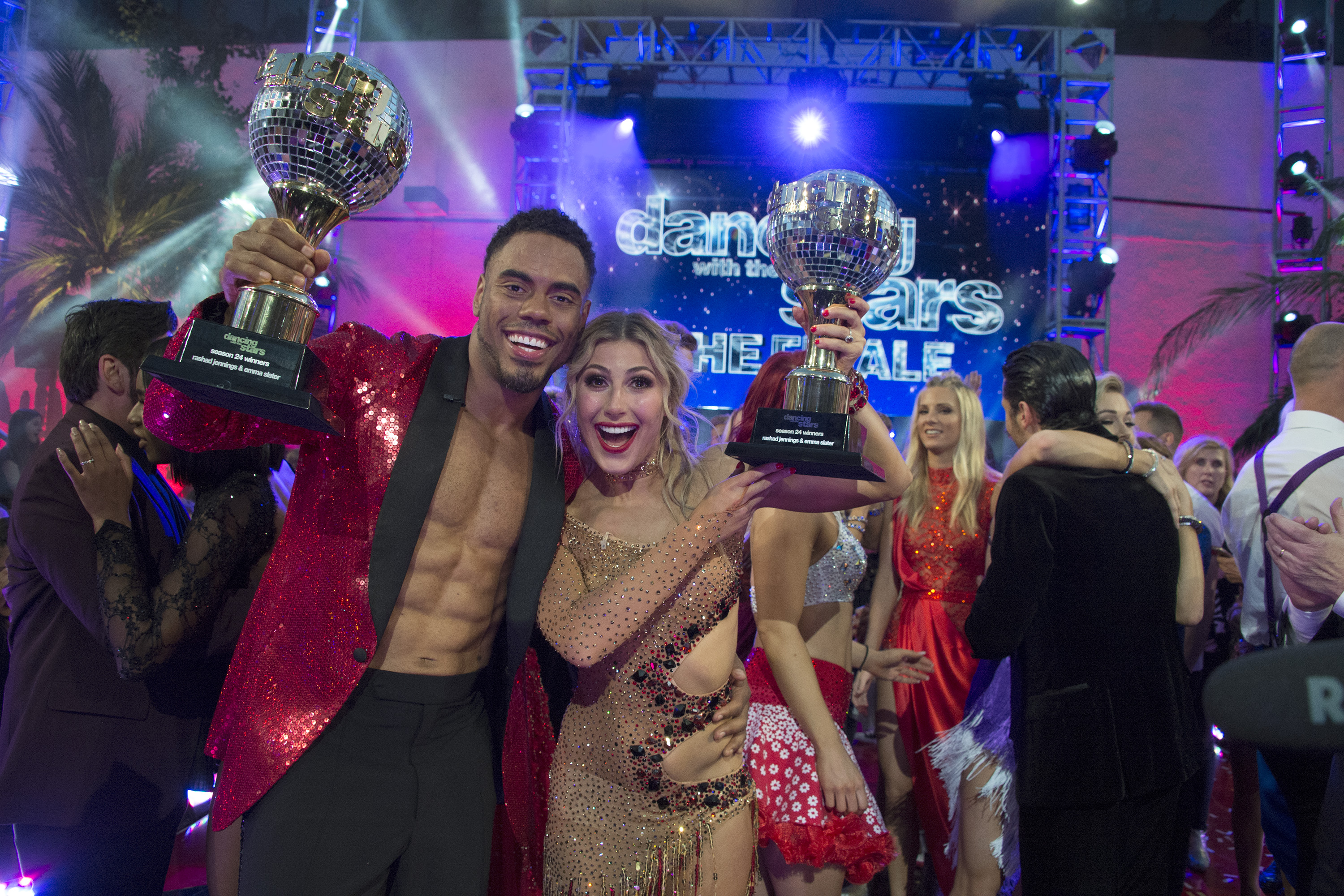 Rashad Jennings and Emma Slater on the set of "Dancing with the Stars," 2017 | Source: Getty Images