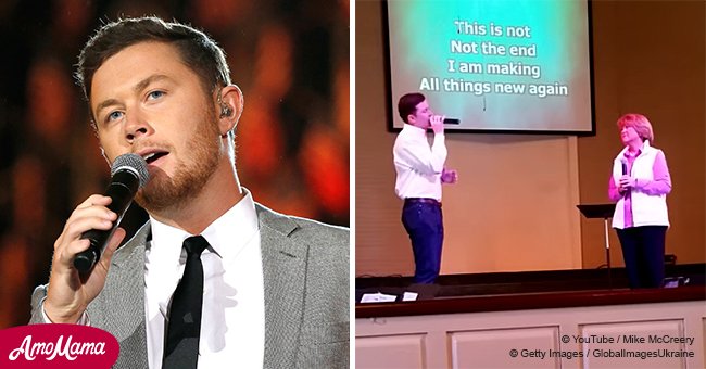 Young Scotty McCreery sings a powerful song about Jesus with his mom at church