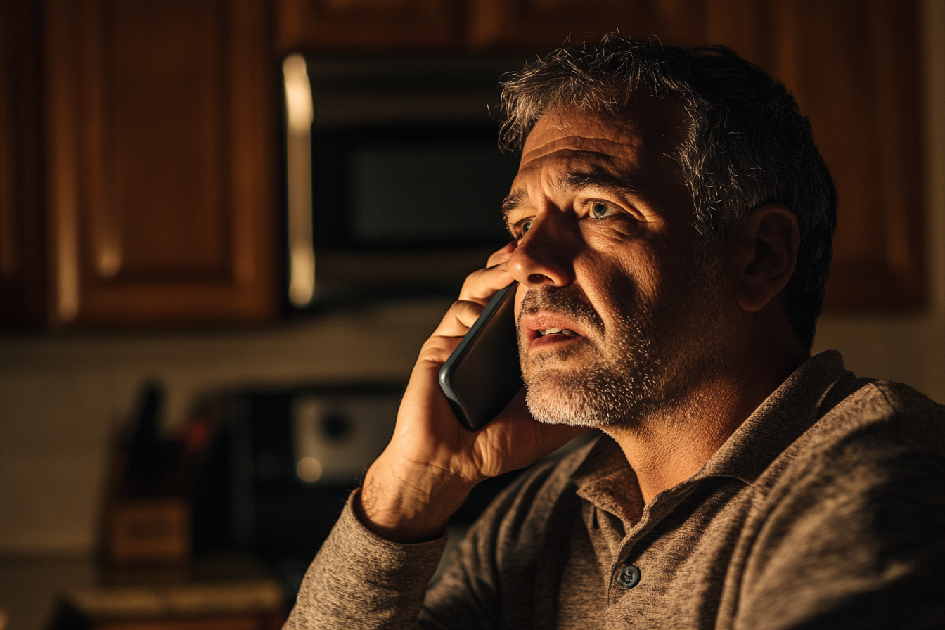 A man speaking on his phone | Source: Midjourney