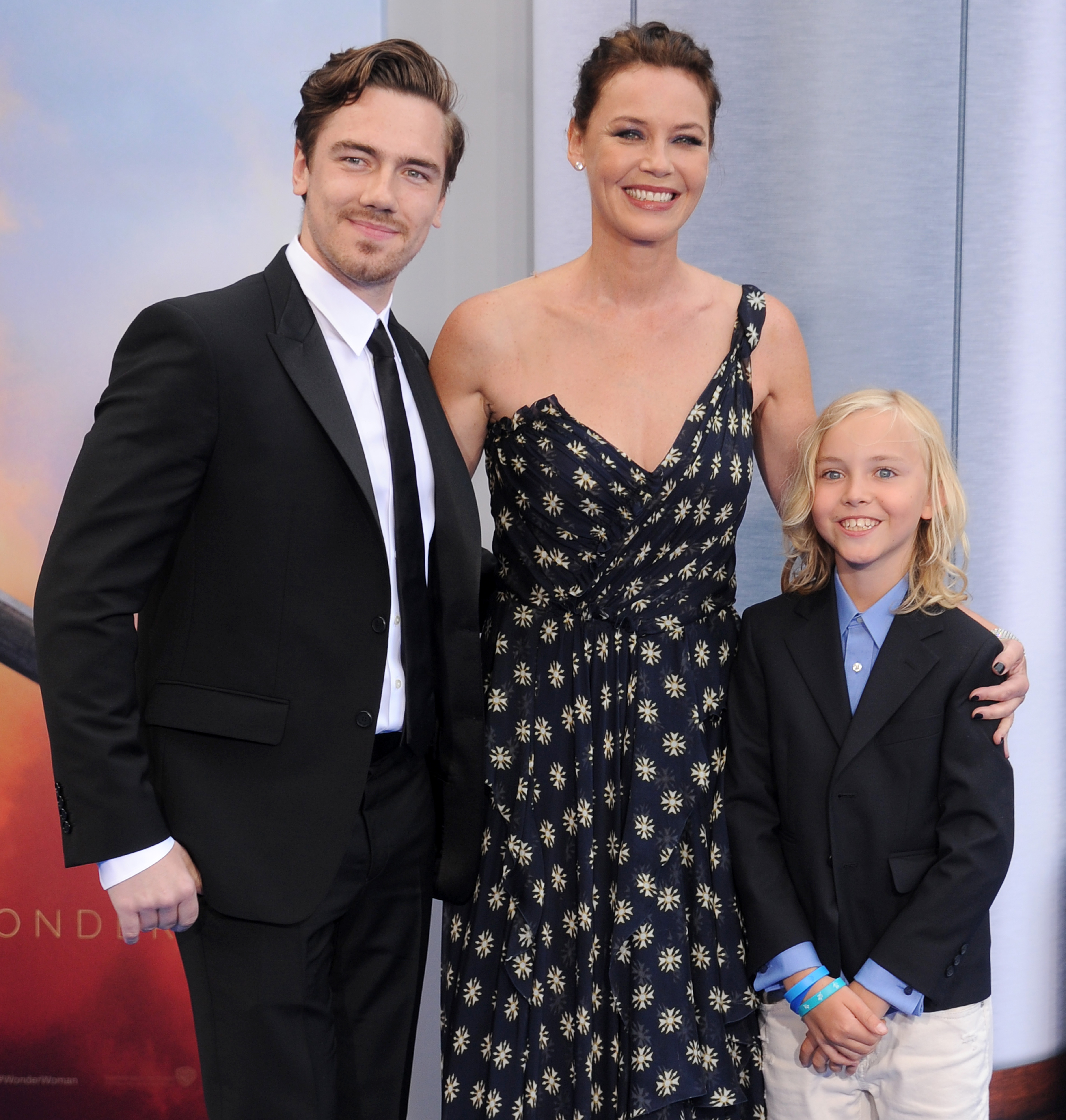 Sebastian Sartor, Connie Nielsen, and Bryce Thadeus Ulrich-Nielsen at the "Wonder Woman" premiere on May 25, 2017, in Hollywood, California. | Source: Getty Images