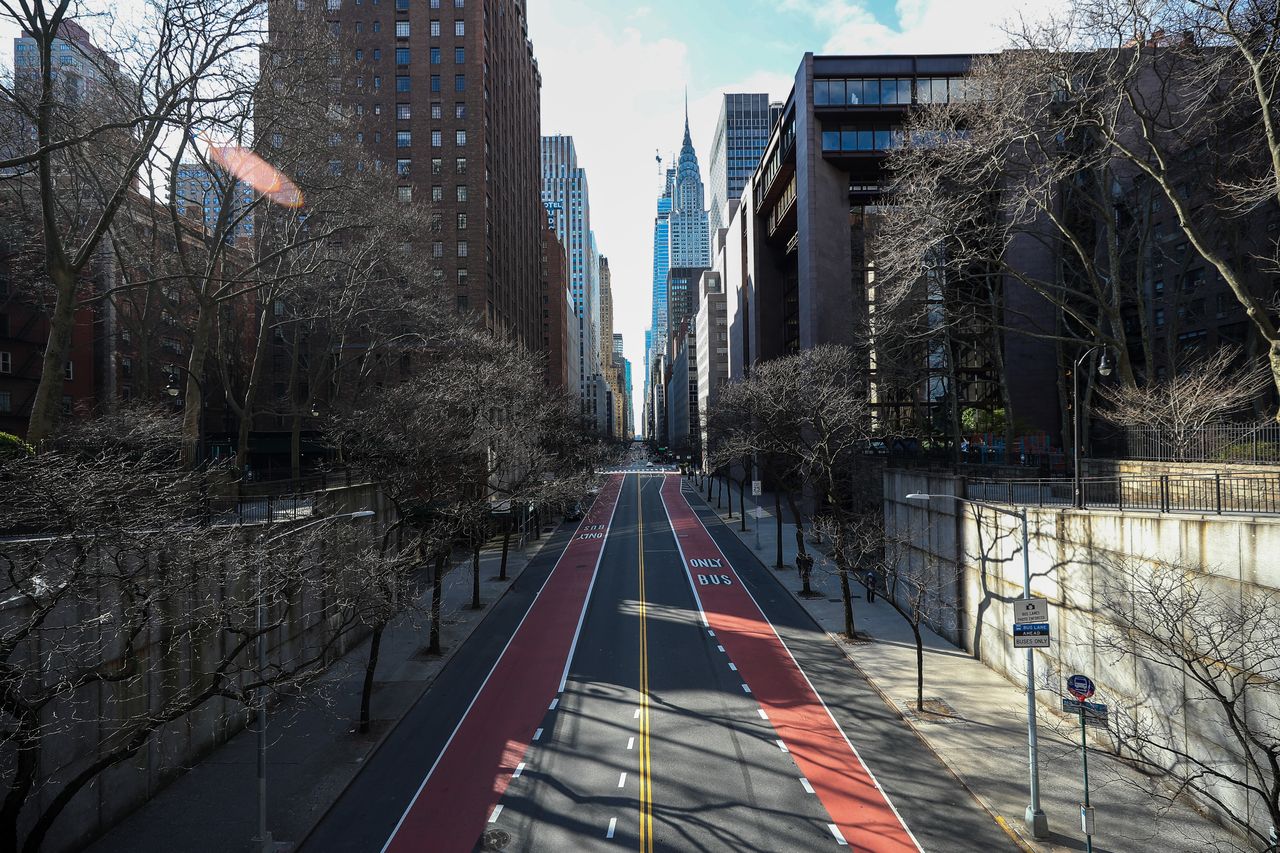 Empty streets in New York City, United States on March 22, 2020. | Source: Getty Images