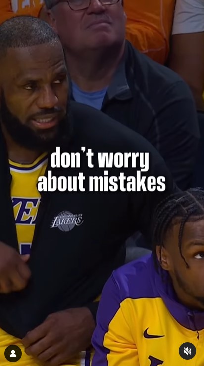 LeBron James coaching Bronny before they take to the court on October 22, 2024, in Los Angeles | Source: Instagram/lakers