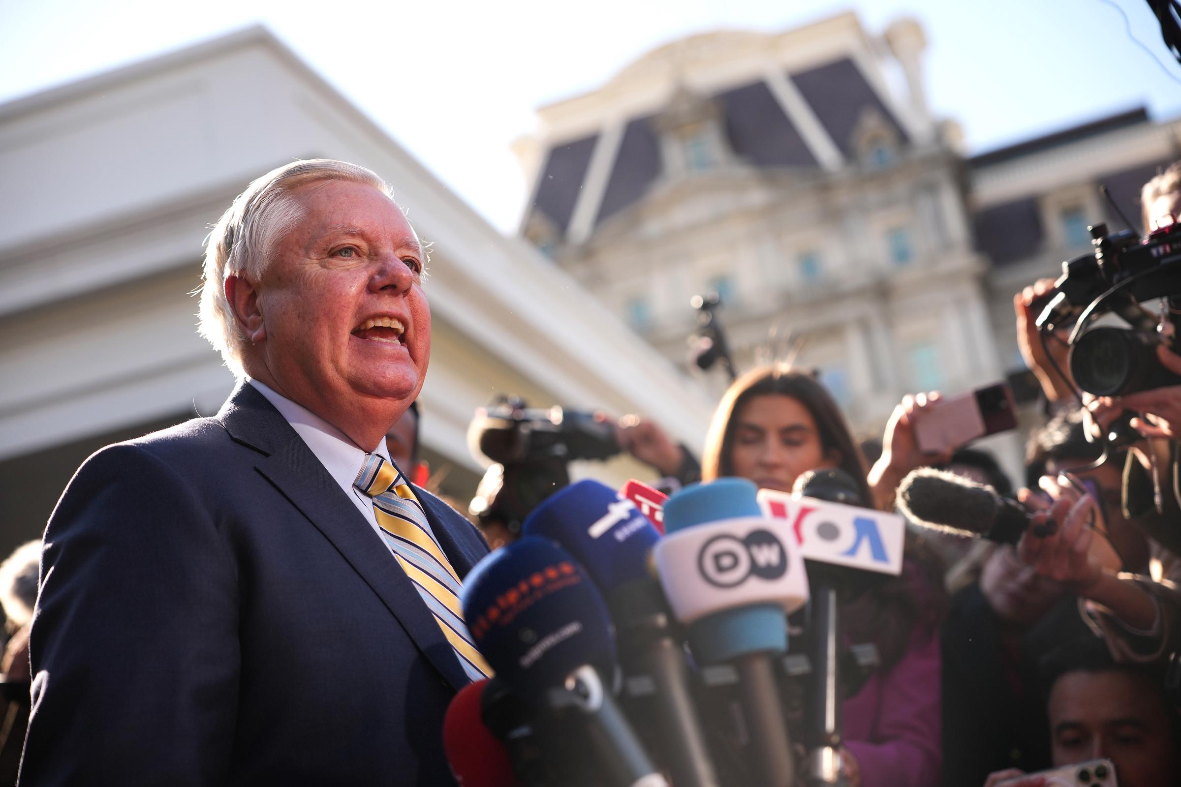 Lindsey Graham speaks to reporters outside the White House in one of his final public appearances earlier this year. Authorities say the preliminary medical findings offer the first explanation for his sudden death, but additional testing must be completed before the death certificate is finalized. | Source: Getty Images