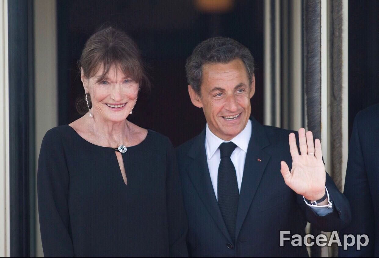 Photo de Nicolas Sarkozy et sa femme sur FaceApp