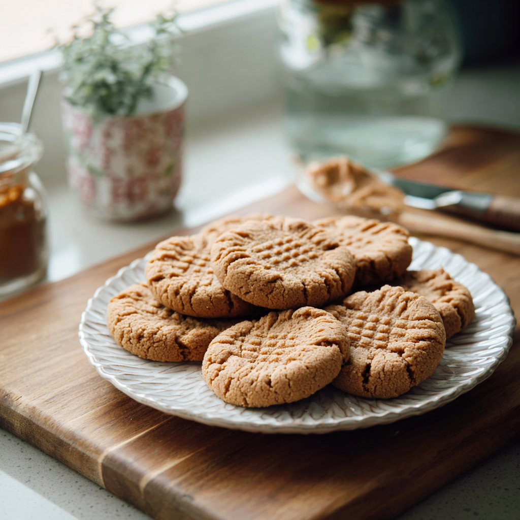 A plate of peanut butter cookies | Source: Midjourney