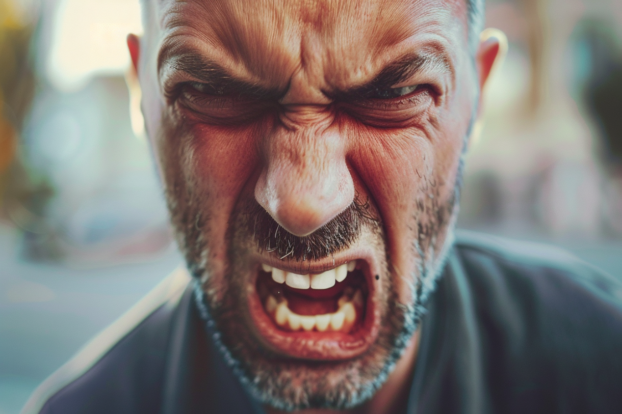 Close up of an enraged man | Source: MidJourney