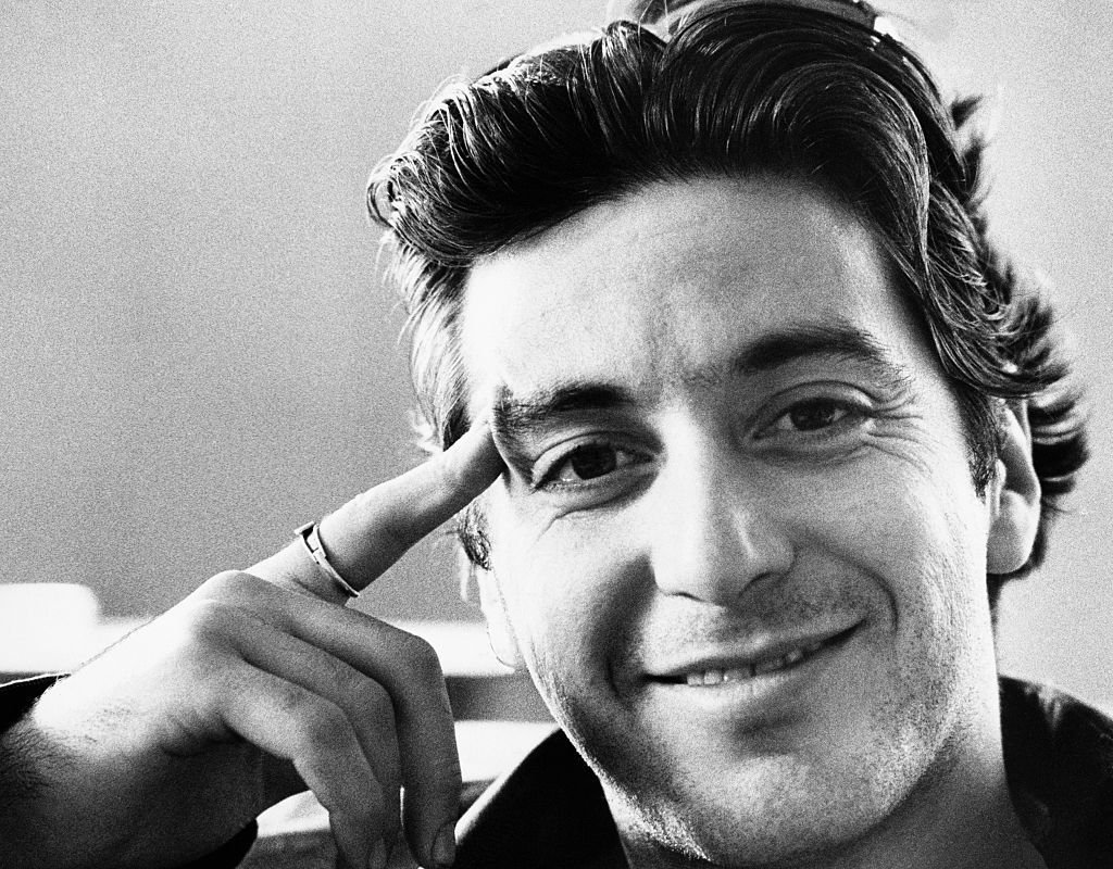 Al Pacino posing in a black and white photo in 1974. | Source: Hulton-Deutsch Collection/CORBIS/Getty Images