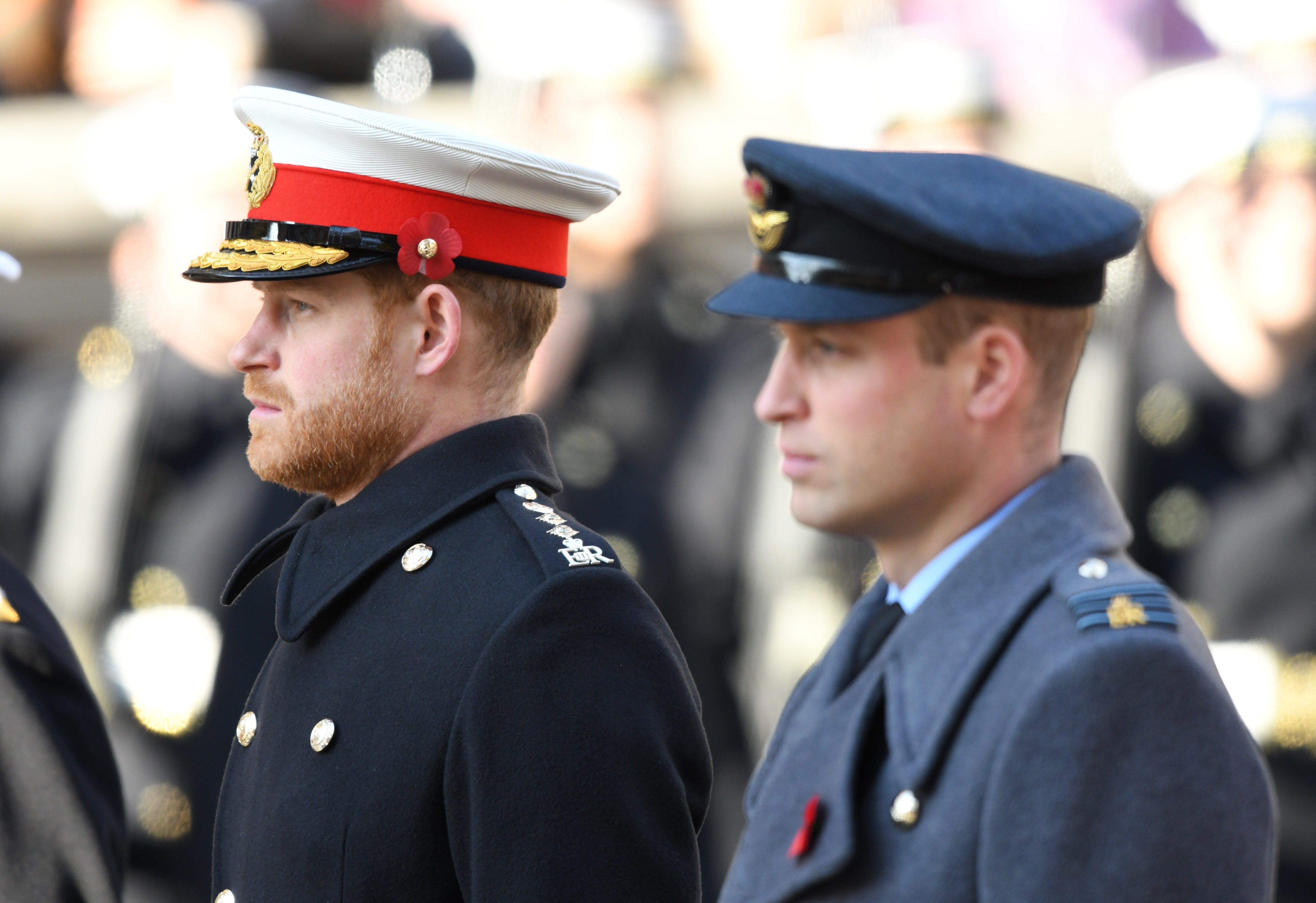 Prince Harry, Duke of Sussex and Prince William, Duke of Cambridge attend the annual Remembrance Sunday memorial at The Cenotaph on November 10, 2019 in London, England. | Source: Getty Images