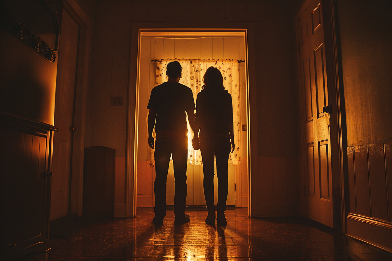 Silhouette of couple in a room | Source: Midjourney