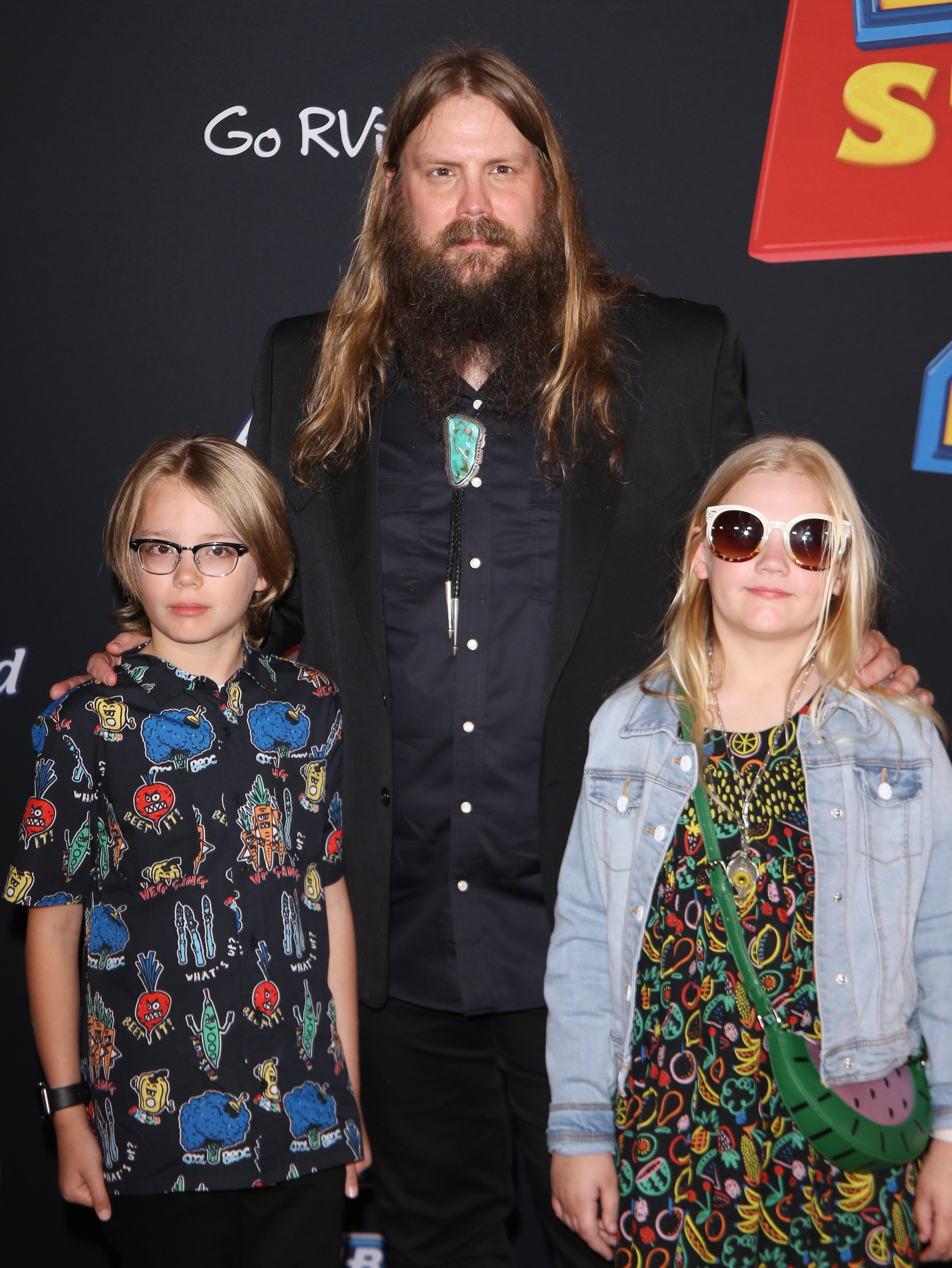 Chris Stapleton and his children are pictured at the Los Angeles premiere of Disney and Pixar's "Toy Story 4" held on June 11, 2019, in Los Angeles, California | Source: Getty Images