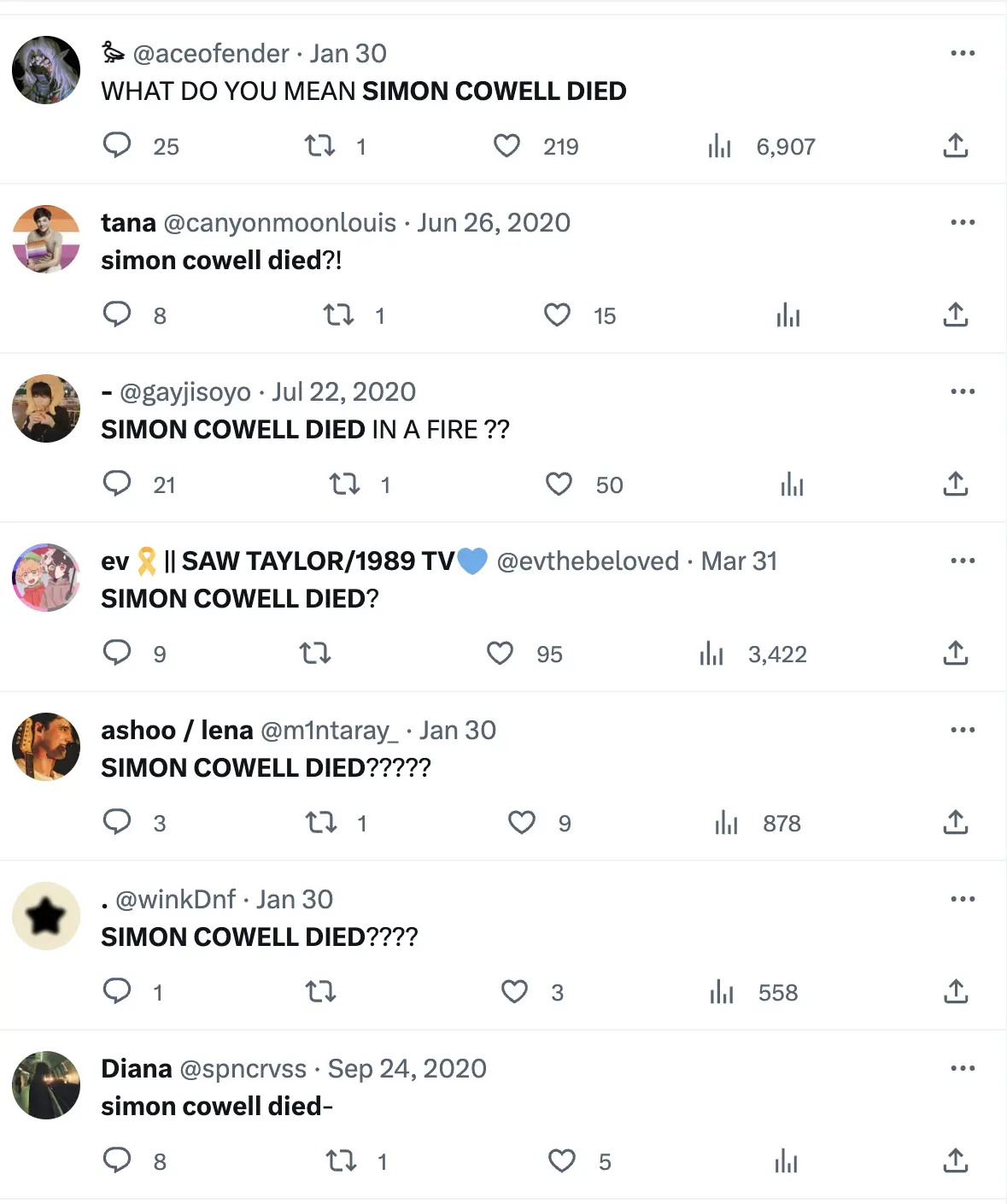 Social media user's search on Simon Cowell | Source: Twitter/simoncowell