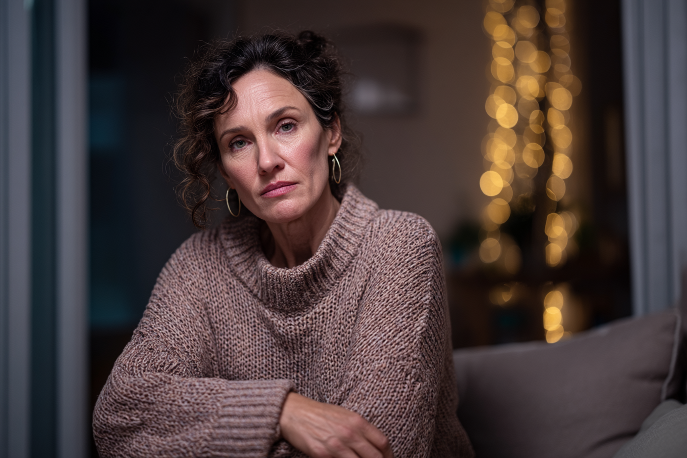 A woman sitting on a couch | Source: Midjourney