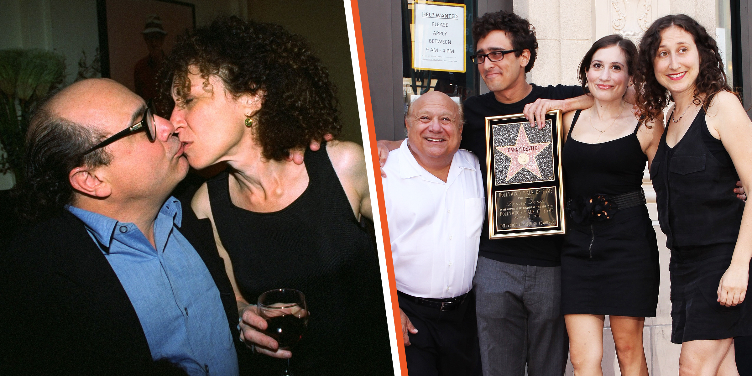 Rhea Perlman and Danny DeVito | Rhea Perlman and Danny DeVito and their children Lucy. Grace, and Jacob | Source: Getty Images