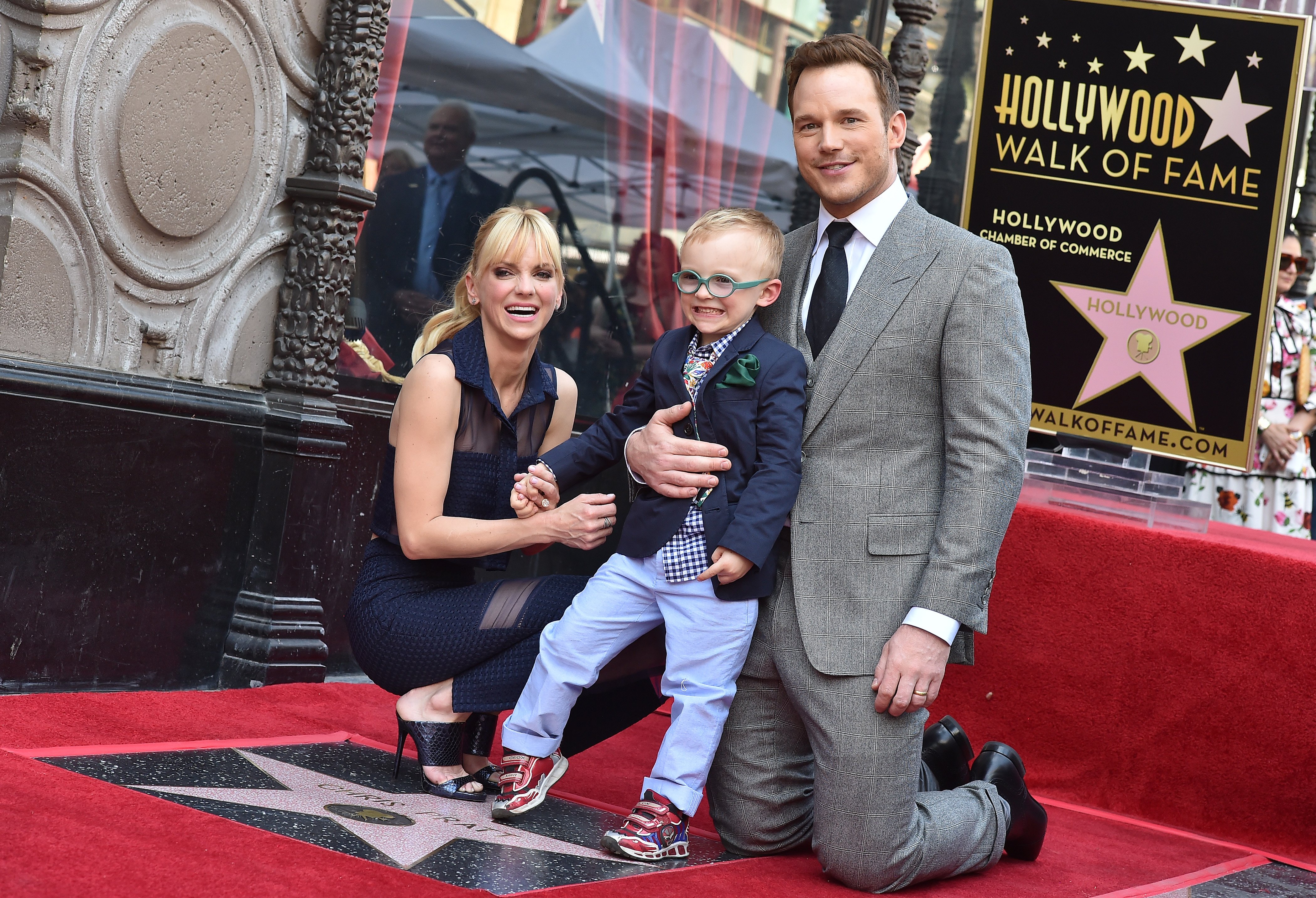 Chris Pratt, ex-wife Anna Faris and son Jack Pratt attend the ceremony honoring Chris Pratt with a star on the Hollywood Walk of Fame on April 21, 2017 in Hollywood, California | Source: Getty Images 