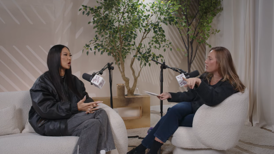 Kimora Lee Simmons gestures during a thoughtful exchange as she discusses her initial reaction to her daughter’s relationship | Source: YouTube/notskinnybutnotfat