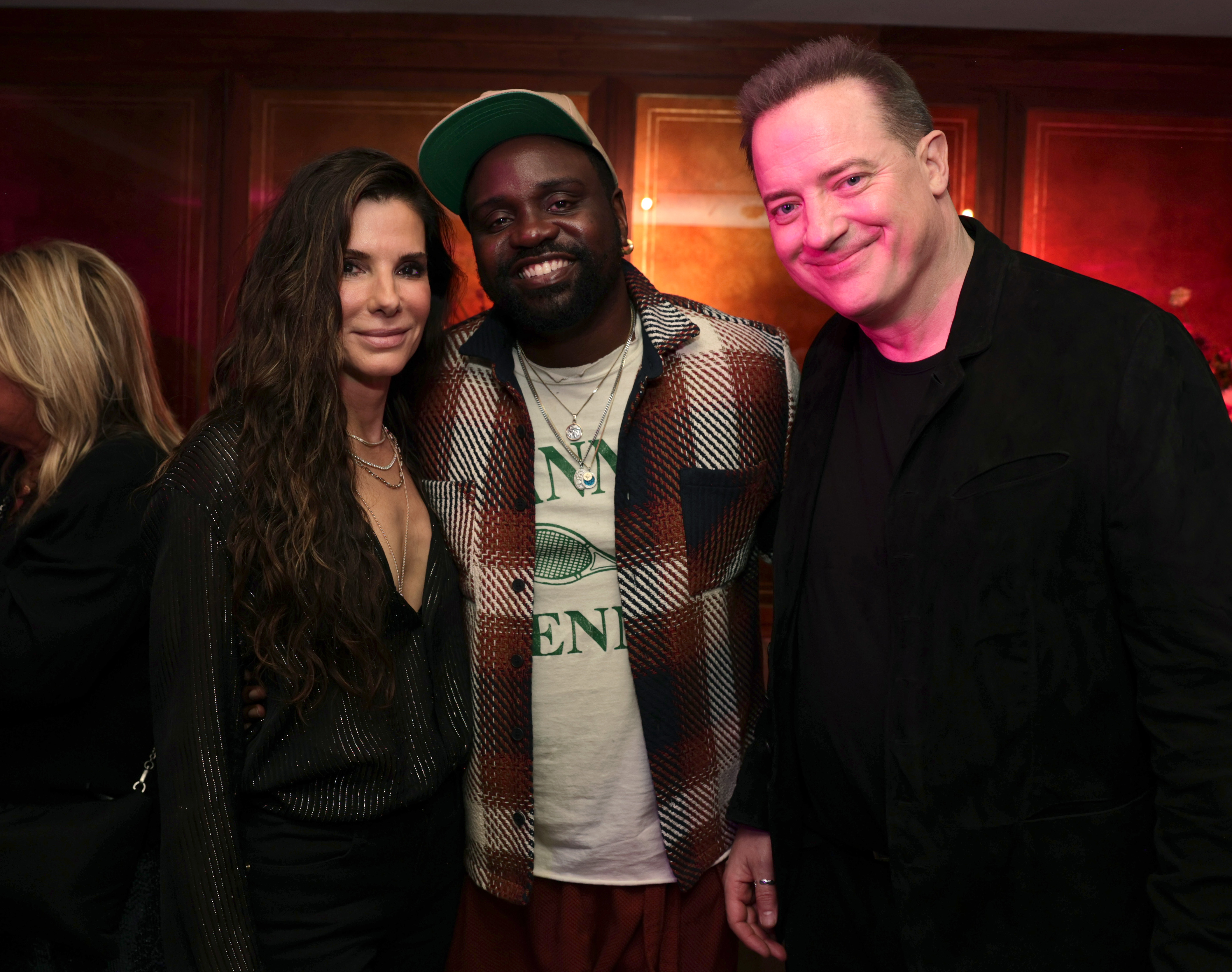 Sandra Bullock, Brian Tyree, and Brendan Fraser at a pre-Oscars party on March 10, 2023 | Source: Getty Images