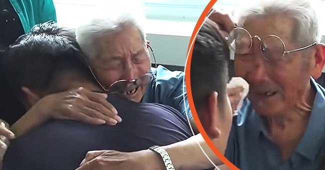 Ein Screenshot des emotionalen Moments, in dem Vater und Sohn wieder vereint sind | Quelle: Youtube.com/China Today News