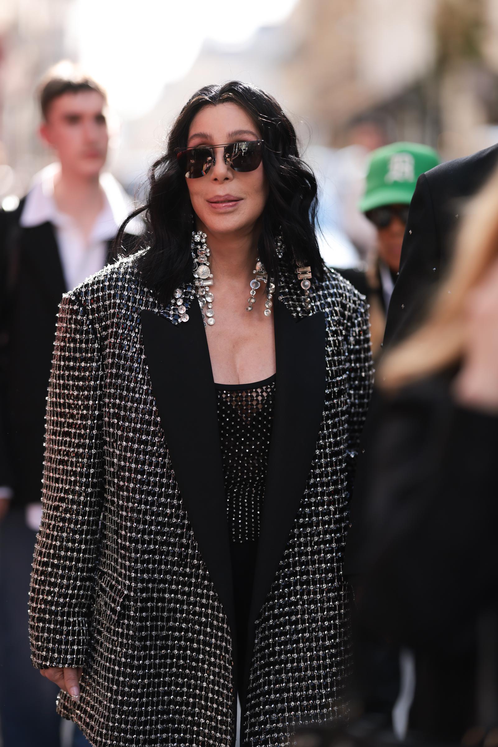 Cher at the Valentino womenswear Spring/Summer 2024 show as part of Paris Fashion Week on October 1, 2023, in France. | Source: Getty Images
