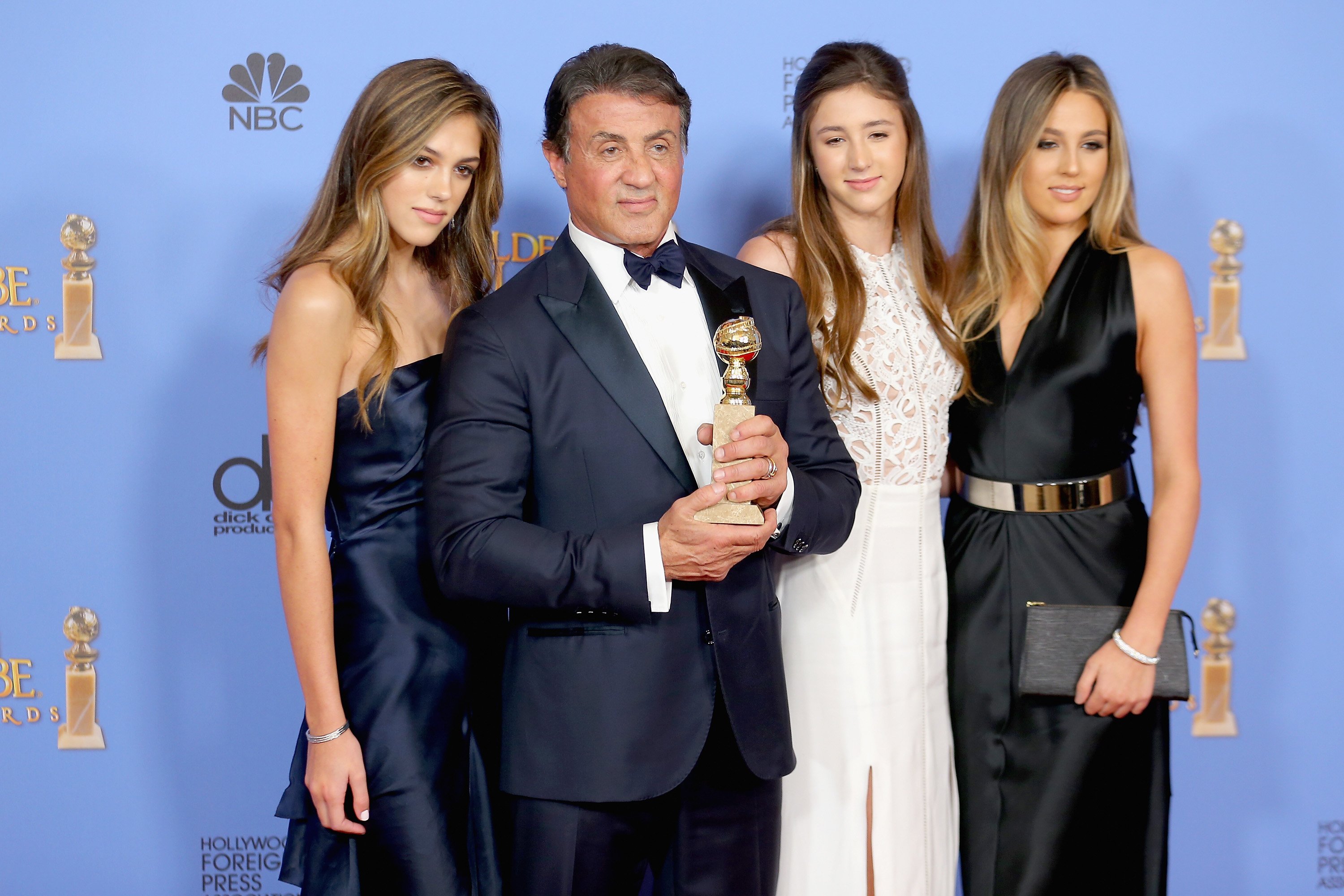 Sylvester Stallone and his three daughters Sophia, Sistine, and Scarlet. I Image: Getty Images.