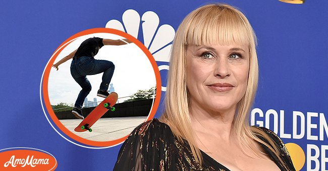 [Left] Former professional skateboarder Mark' Gator' Rogowski kating. [Right] "Severance" Star Patricia Arquette | Source: Getty Images