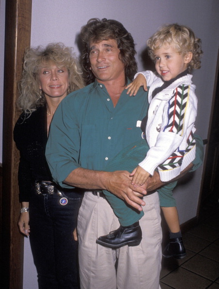 Michael Landon, wife Cindy Landon and son Sean Landon at the Moscow Circus Opening Night Performance on March 14, 1990 at the Great Western Forum in Inglewood | Photo: Getty Images