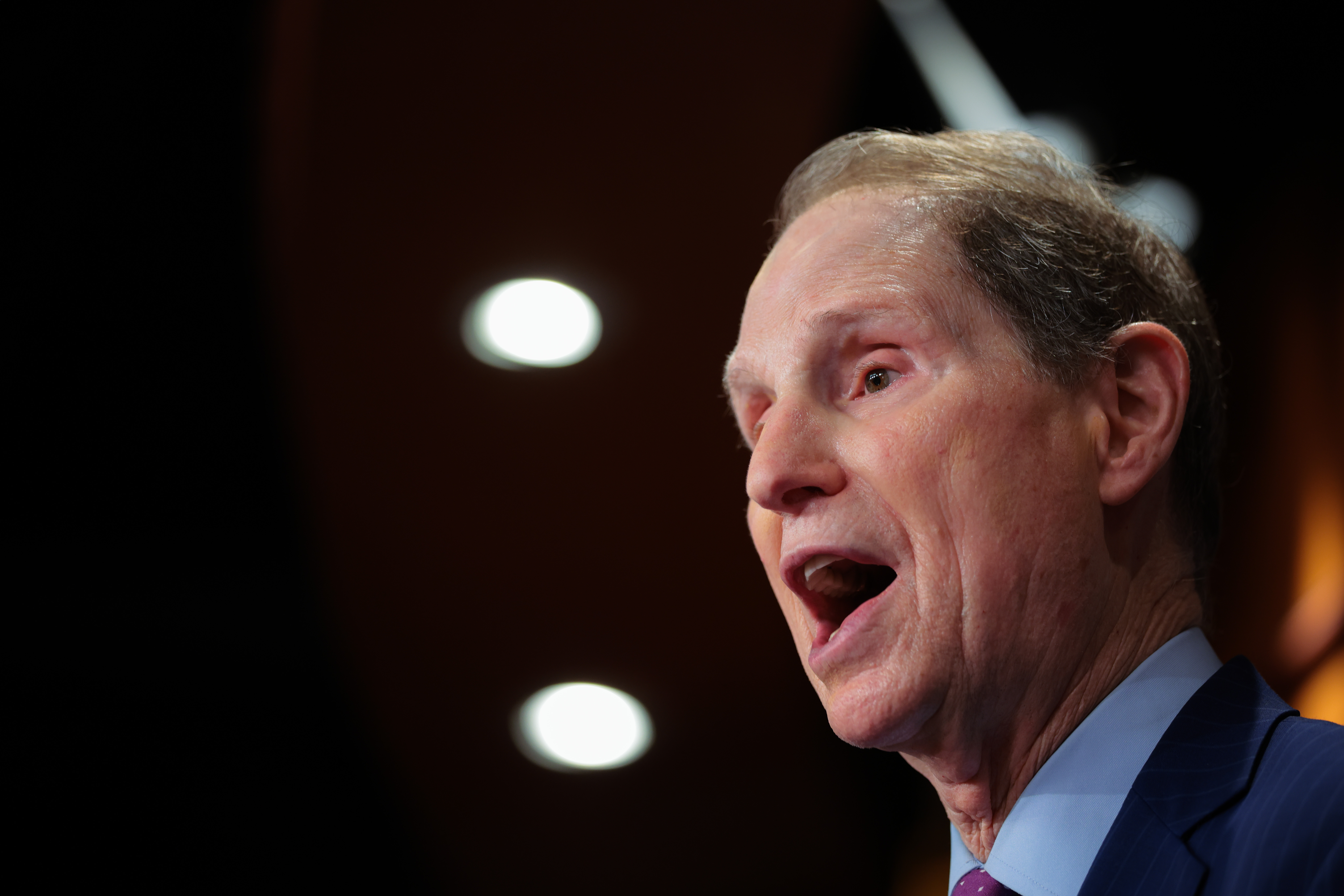 Ron Wyden speaks during a news conference on Senate Republican's Budget Resolution legislation at the U.S. Capitol on April 4, 2025, in Washington, D.C. | Source: Getty Images