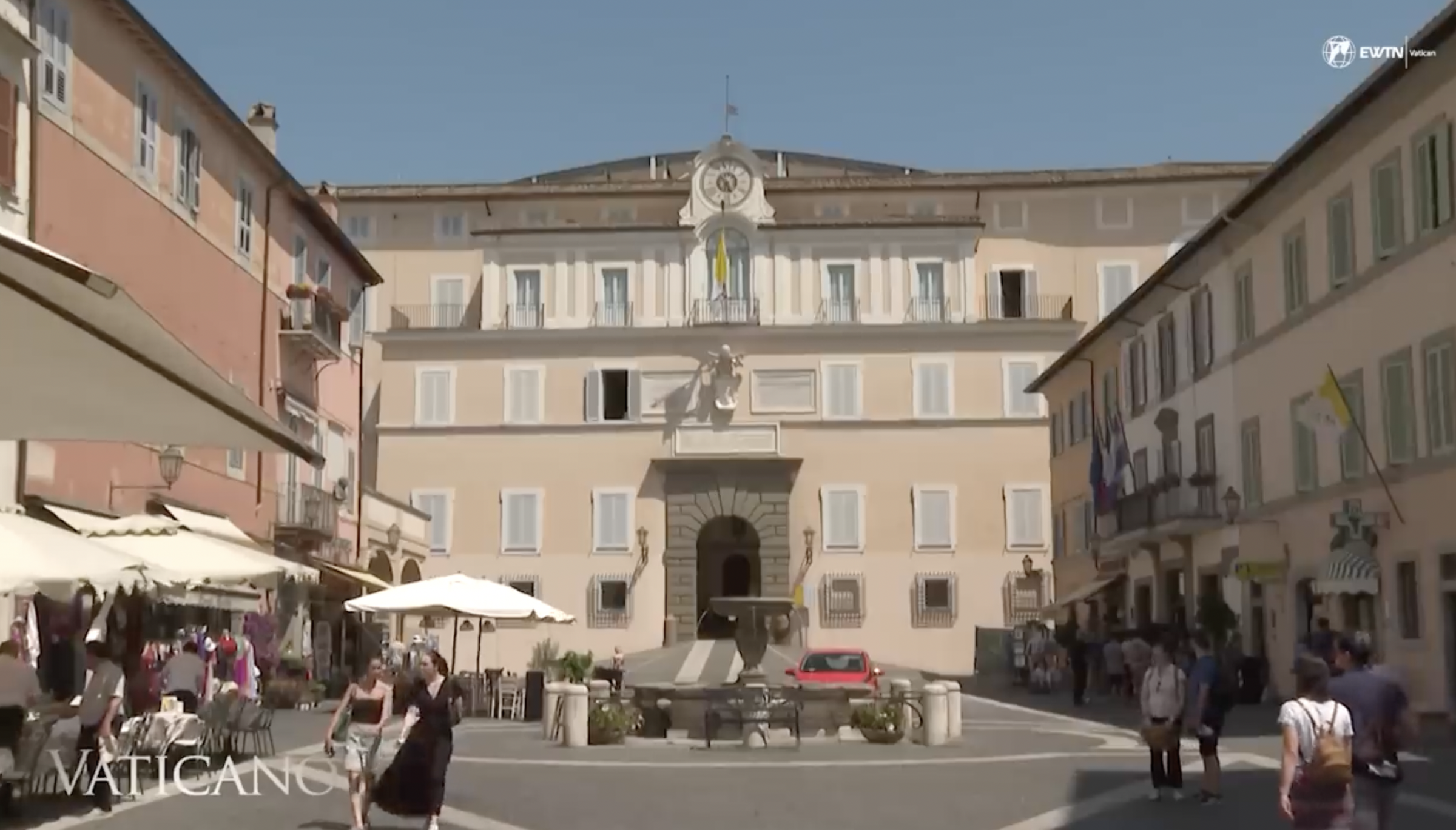 The front view of Villa Barberini in Castel Gandolfo, dated July 2025 | Source: YouTube/EWTN